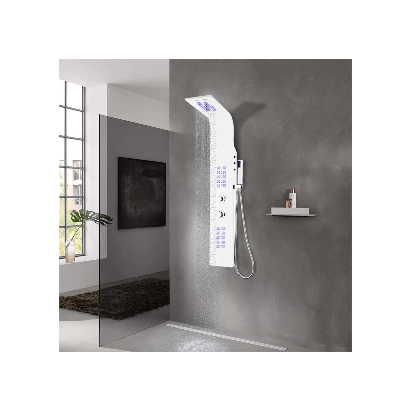 Panneau de douche aluminium 20x44x130 cm blanc