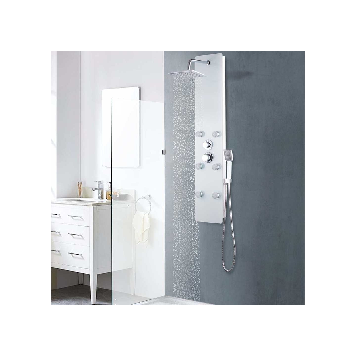 Panneau de douche Verre 25 x 44,6 x 130 cm Blanc