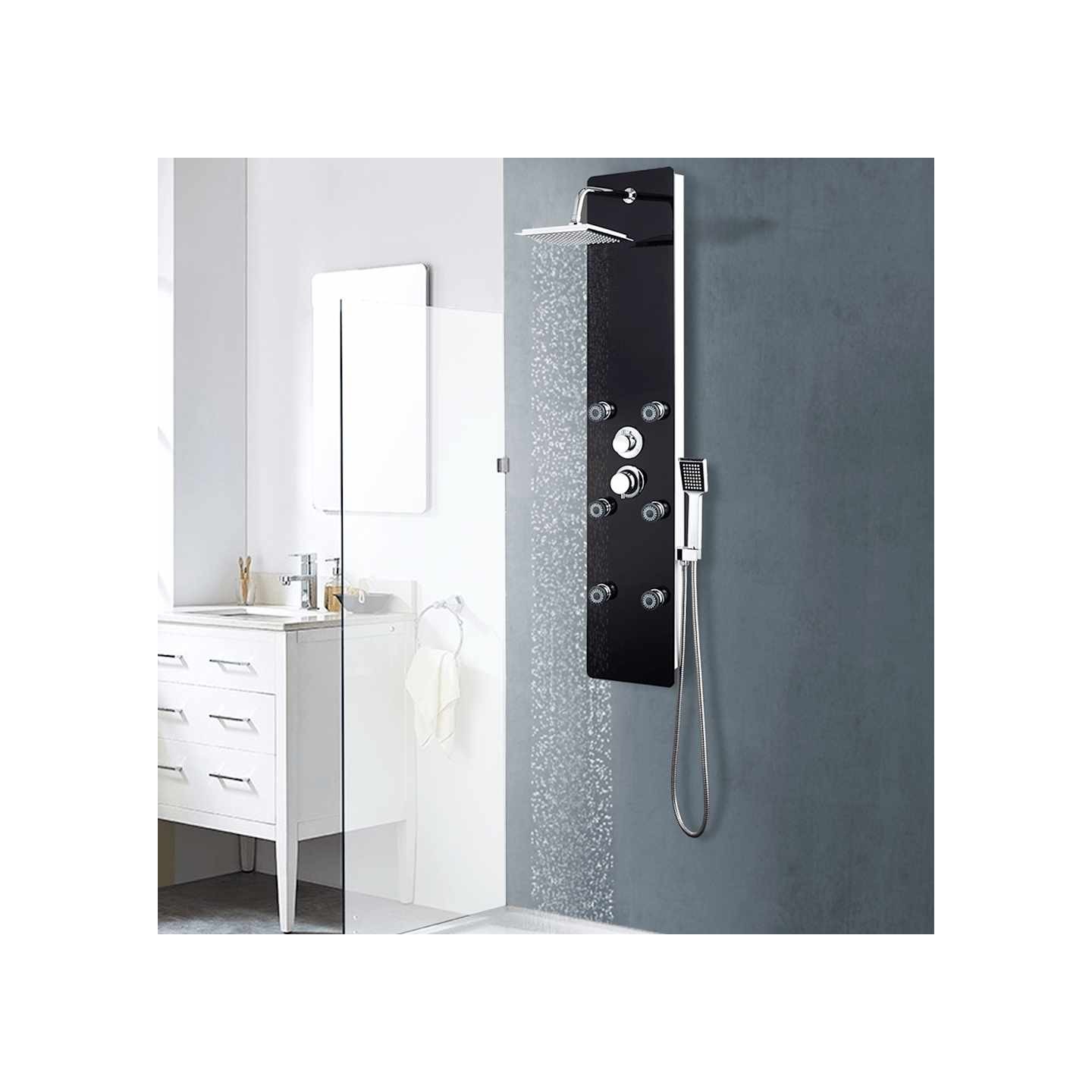 Panneau de douche Verre 25 x 44,6 x 130 cm Noir