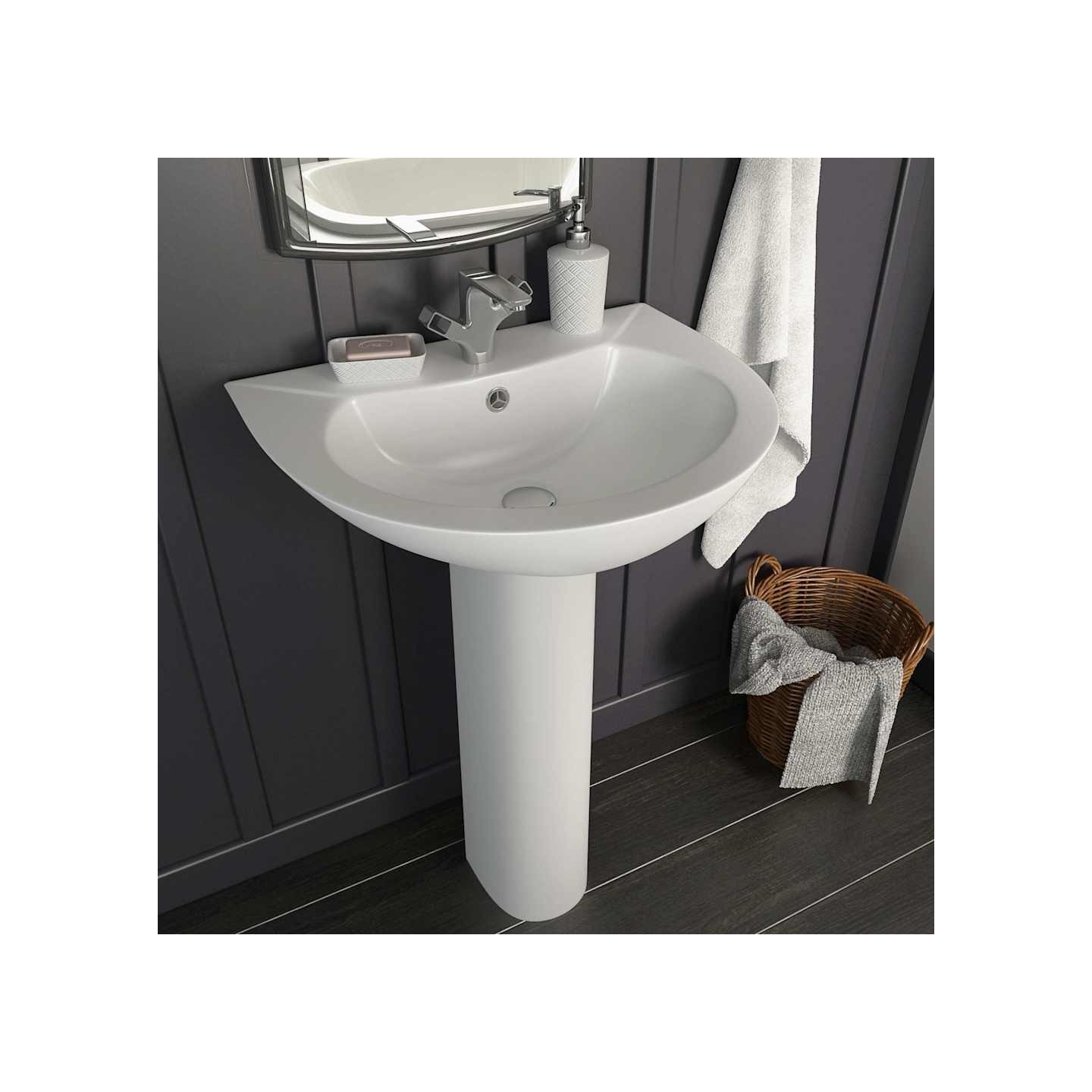 Lavabo autoportant avec socle Céramique Blanc 520x440x190 mm