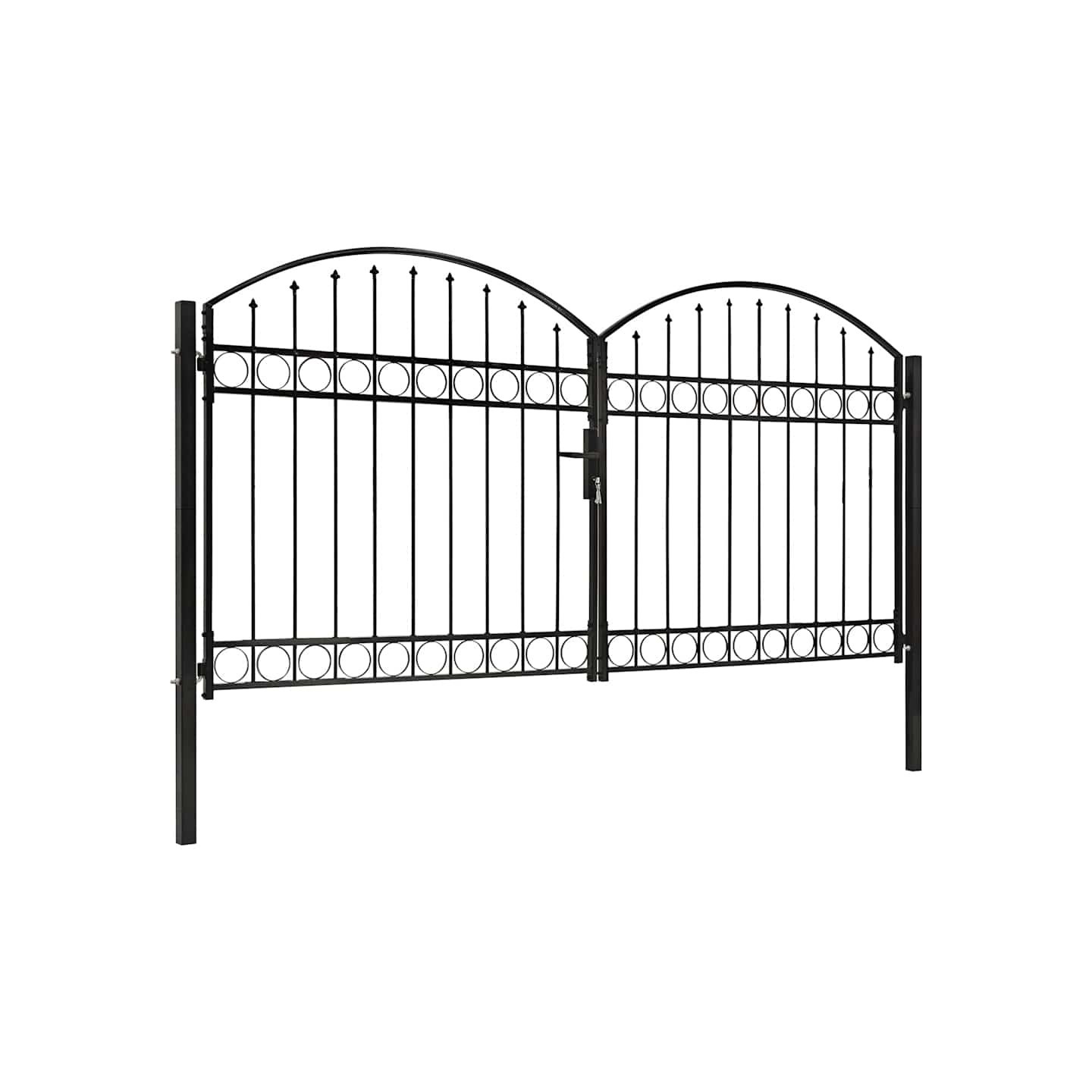 Portail de clôture ASSEN à double porte avec arc en acier 300x150 cm