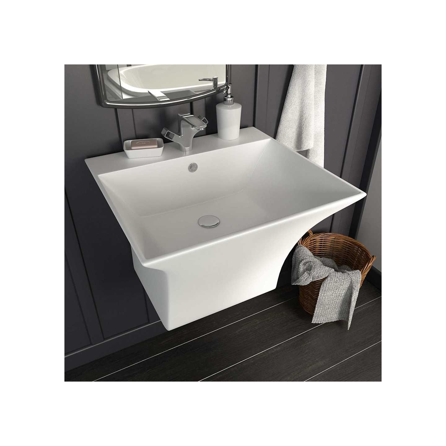 Lavabo mural Céramique Blanc 500 x 450 x 410 mm