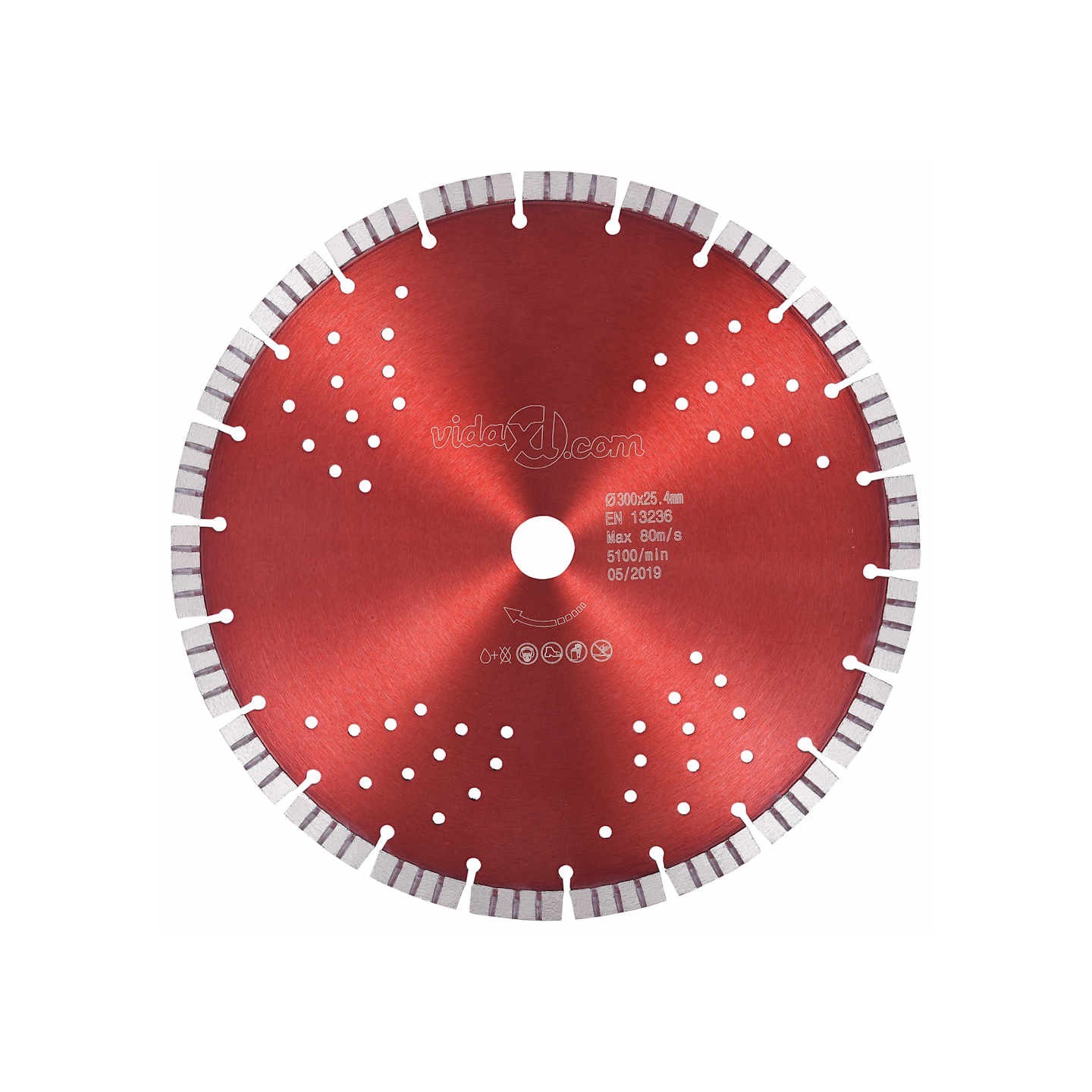 Disque de coupe diamanté avec turbo et trous Acier 300 mm