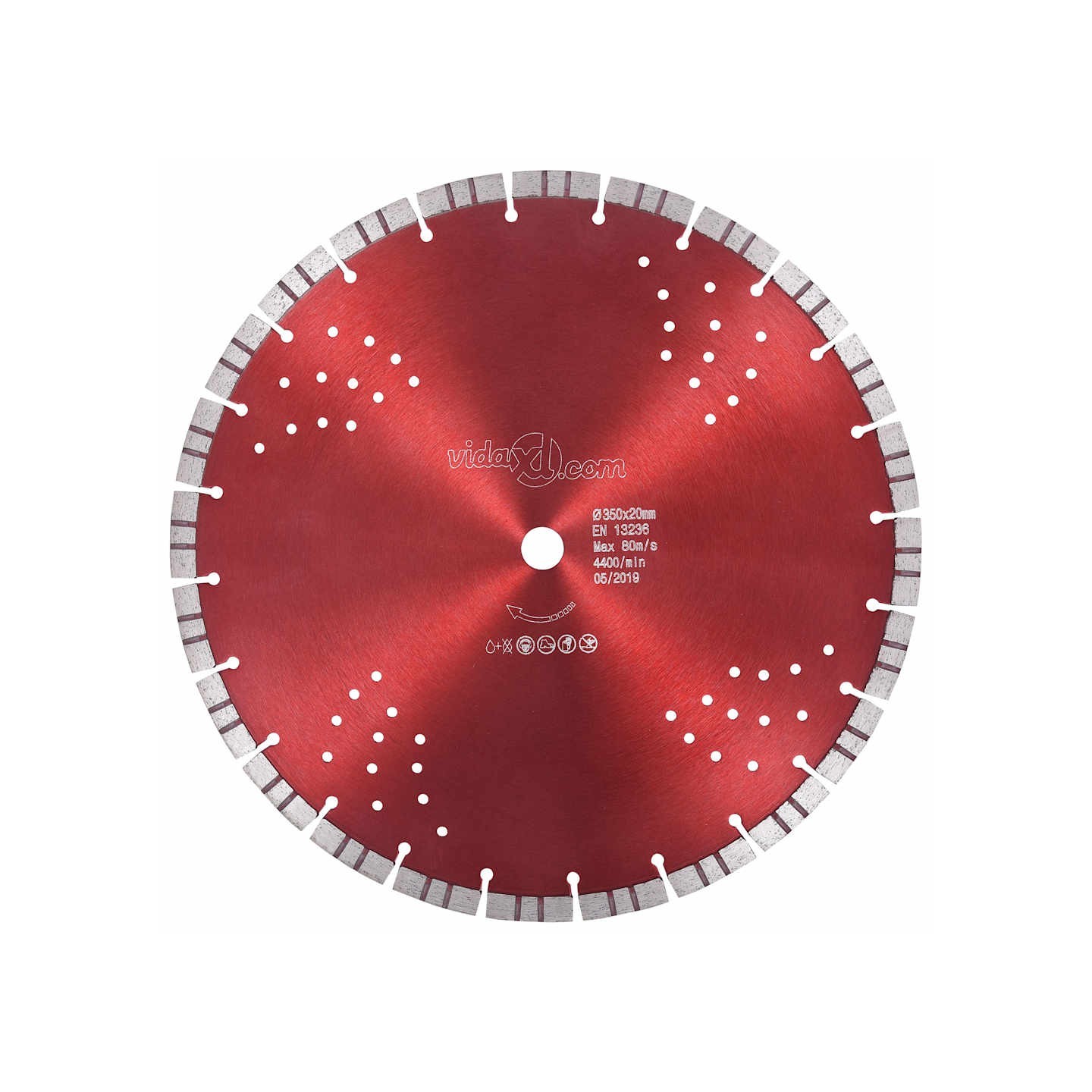 Disque de coupe diamanté avec turbo et trous Acier 350 mm