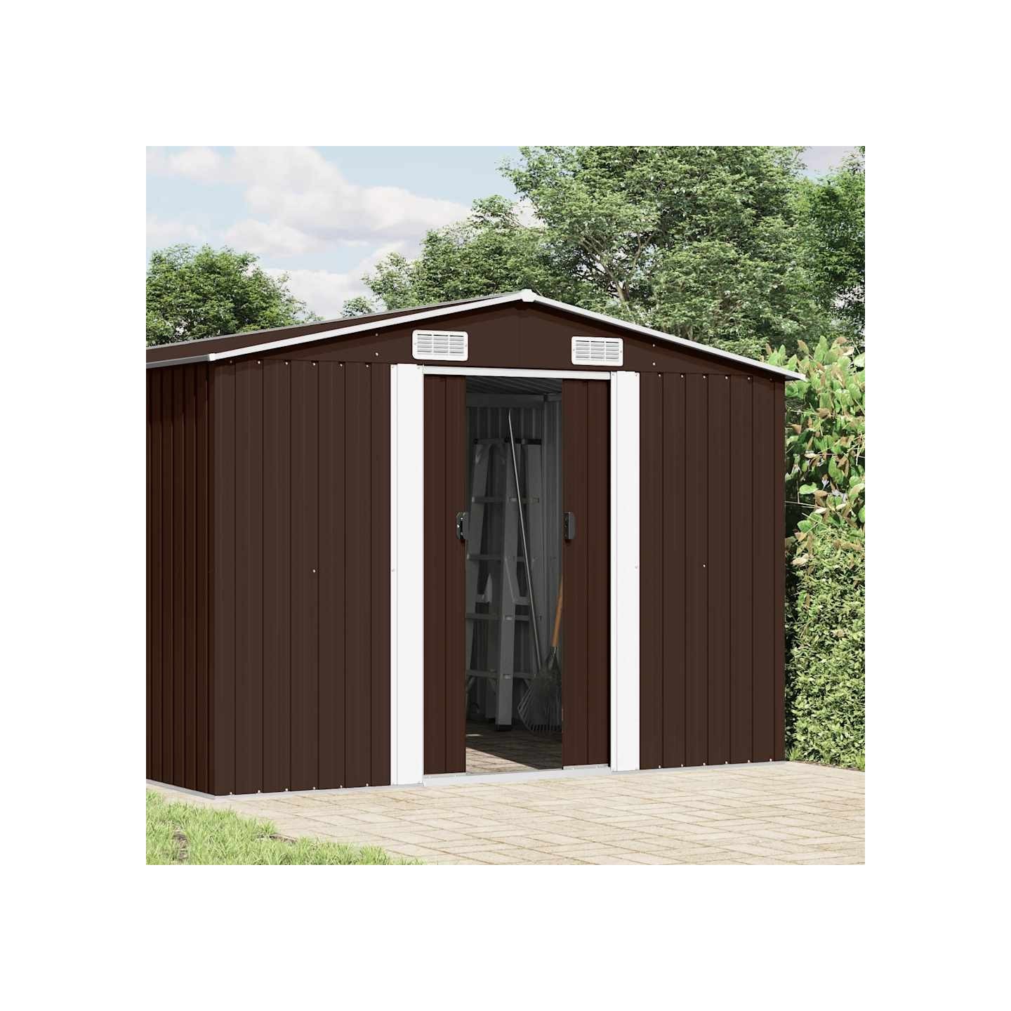 Abri de jardin 257x489x181 cm Métal Marron