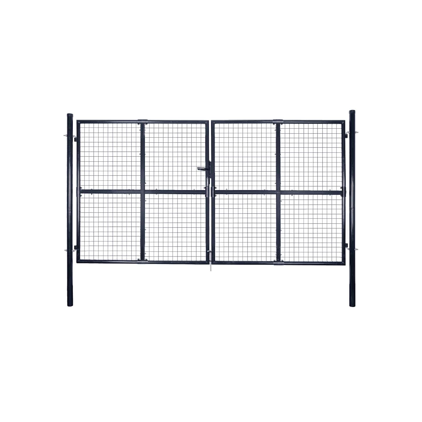 Portail de jardin grillagé en acier galvanisé gris 300 x 200 cm