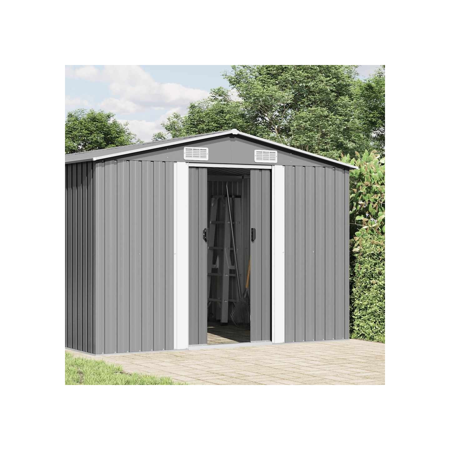 Abri de jardin 257x489x181 cm Métal Gris