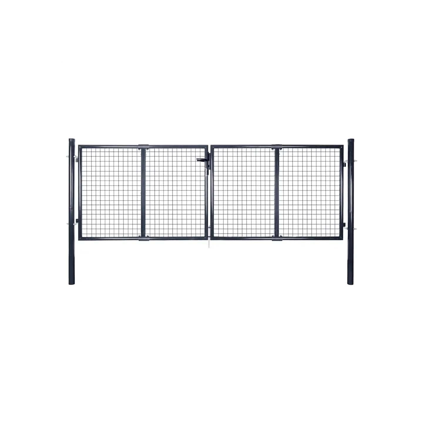 Portail de jardin grillagé en acier galvanisé 300 x 75 cm gris