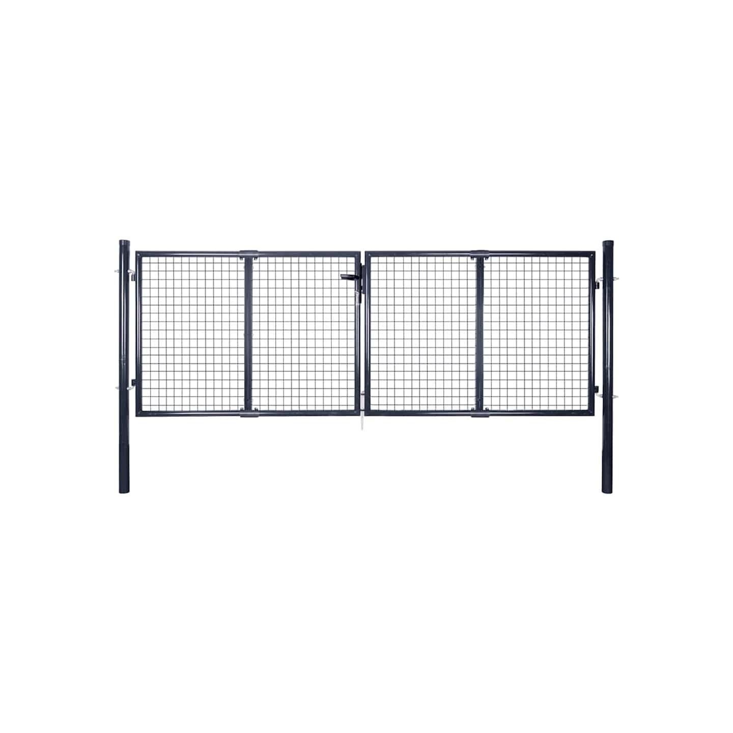 Portail de jardin grillagé en acier galvanisé 300 x 100 cm gris