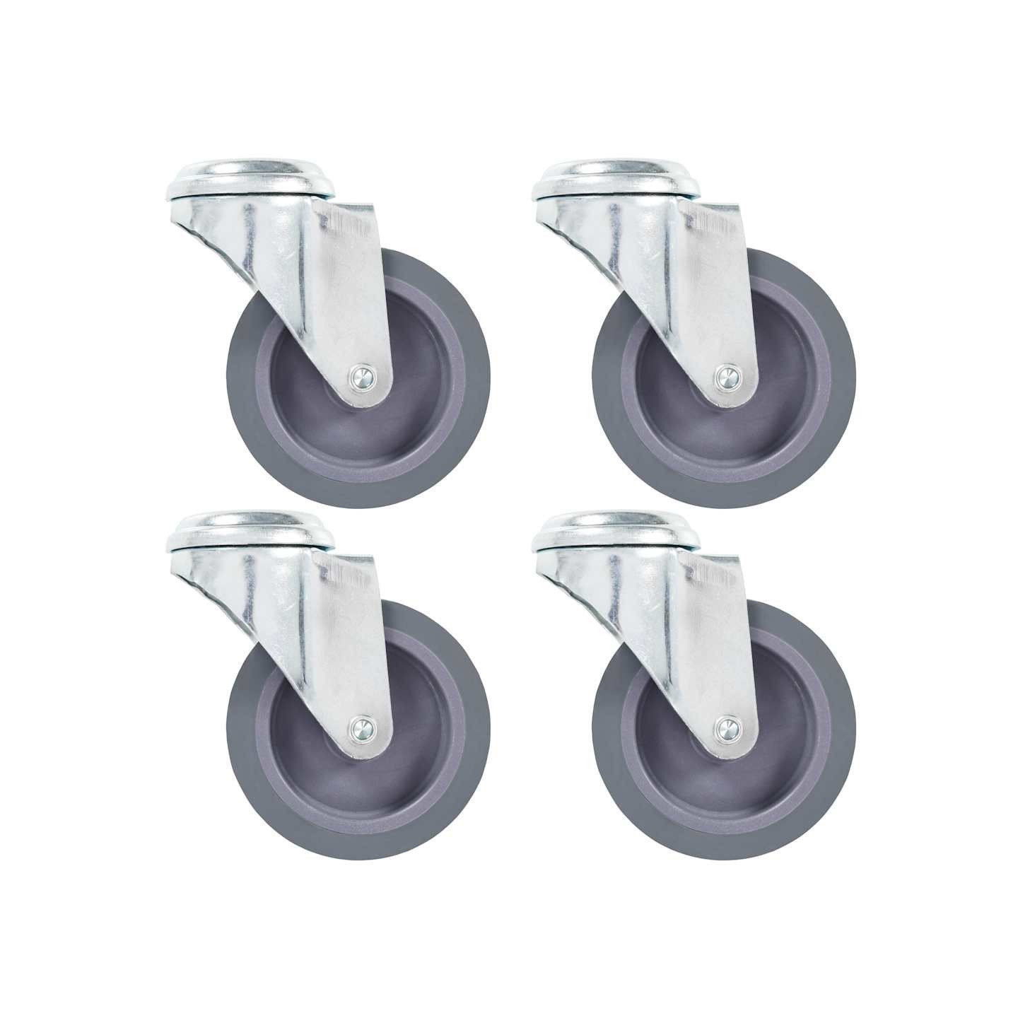 4 pcs Roulettes pivotantes à trou de boulon 75 mm