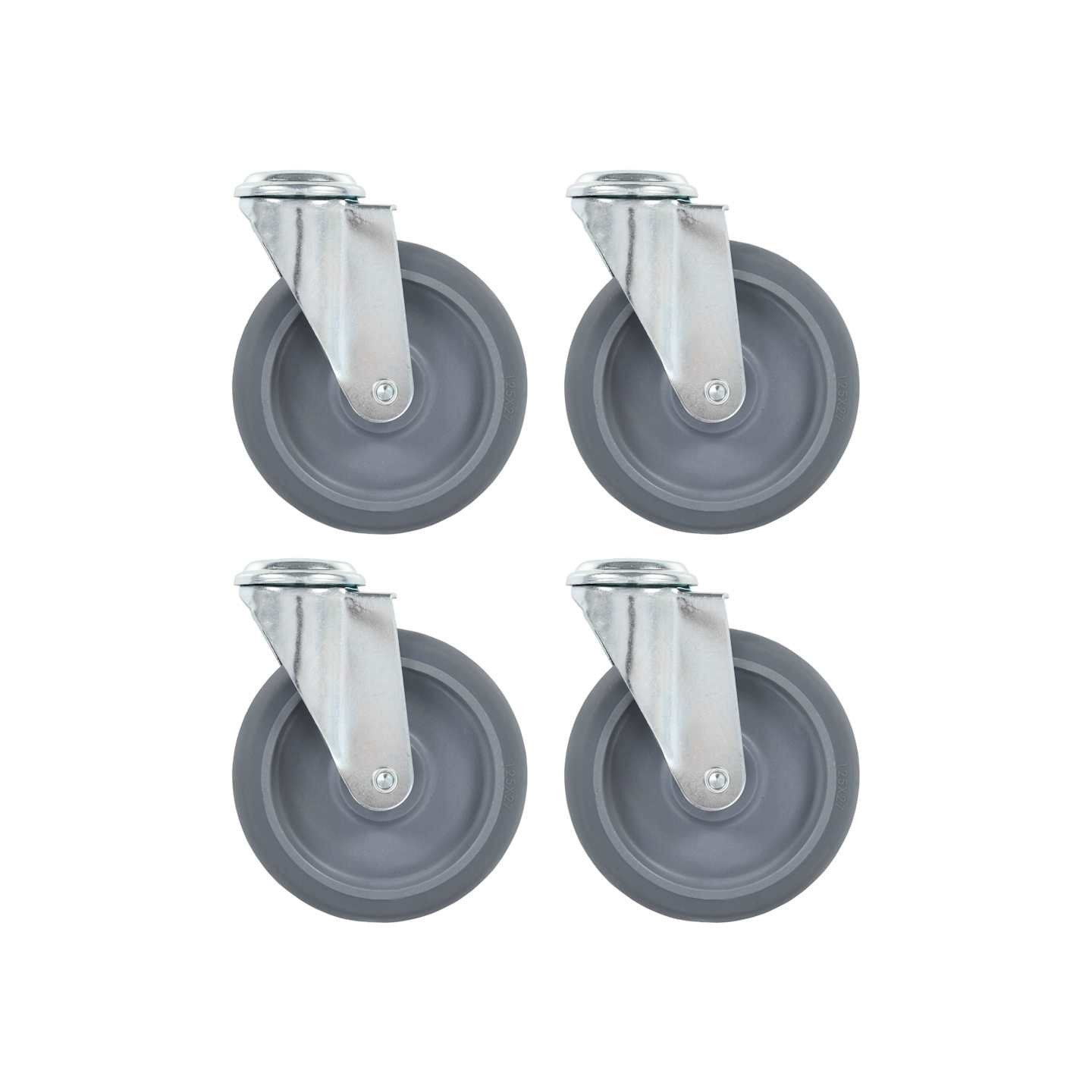 4 pcs Roulettes pivotantes à trou de boulon 125 mm