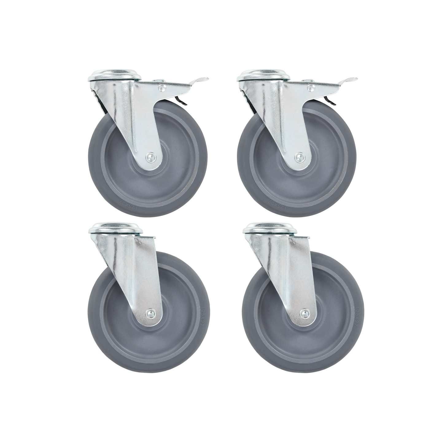 4 pcs Roulettes pivotantes à trou de boulon 125 mm
