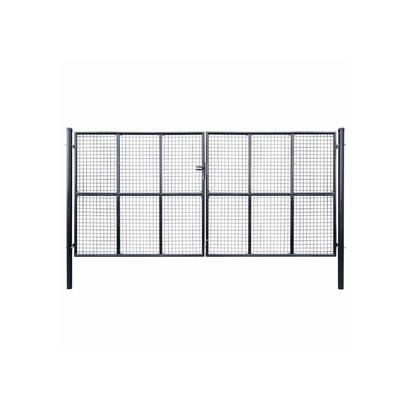 Portail de jardin grillagé en acier galvanisé gris 400 x 200 cm