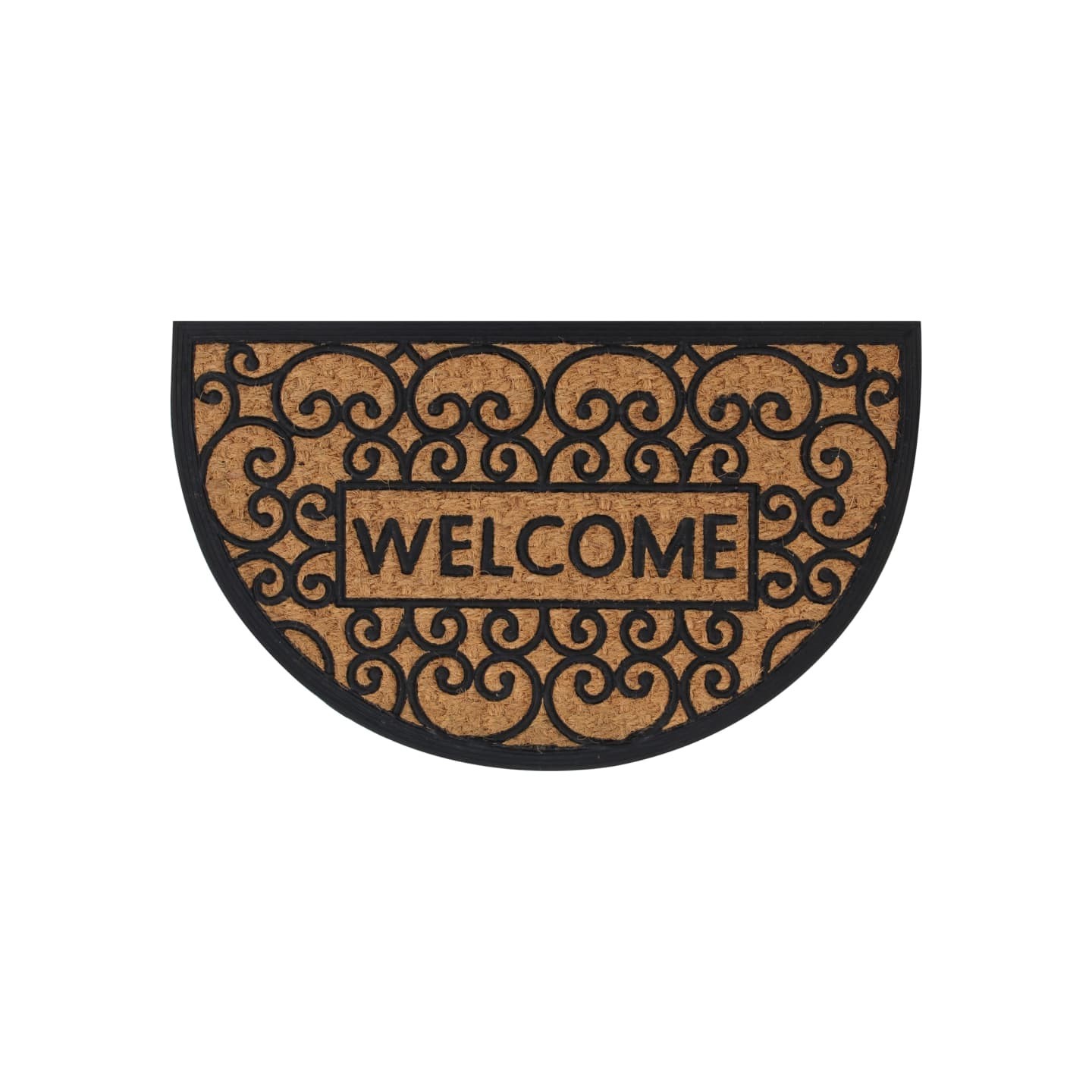 Tapis de porte demi-rond 45x75 cm caoutchouc et fibre de coco