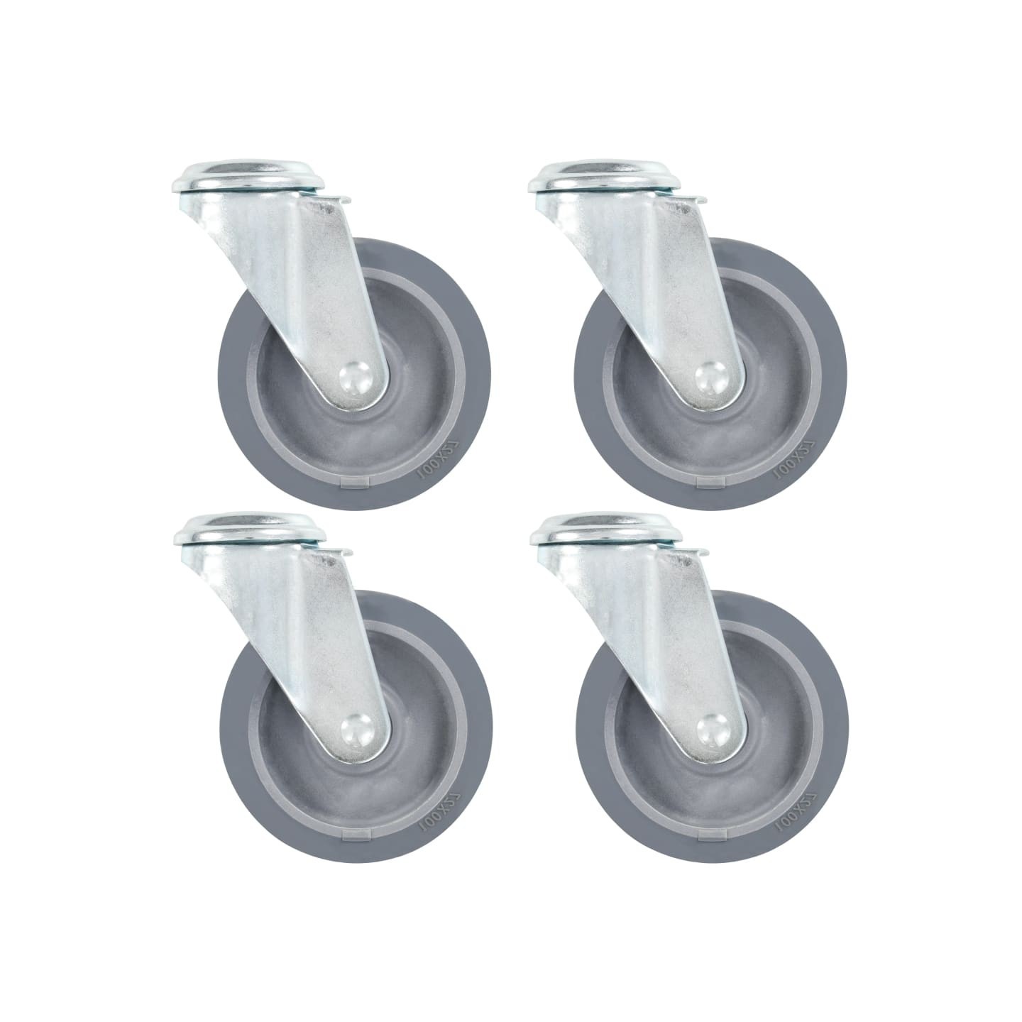 4 pcs Roulettes pivotantes à trou de boulon 100 mm