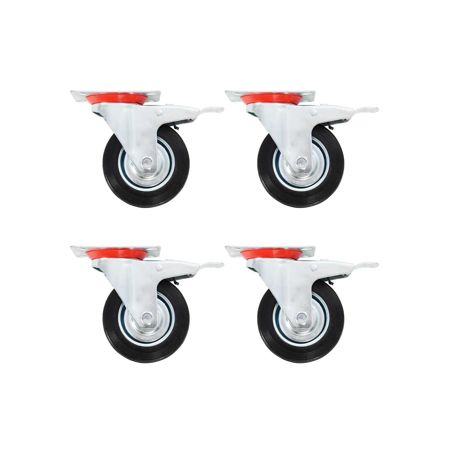 Roulettes pivotantes avec double frein 4 pcs 100 mm