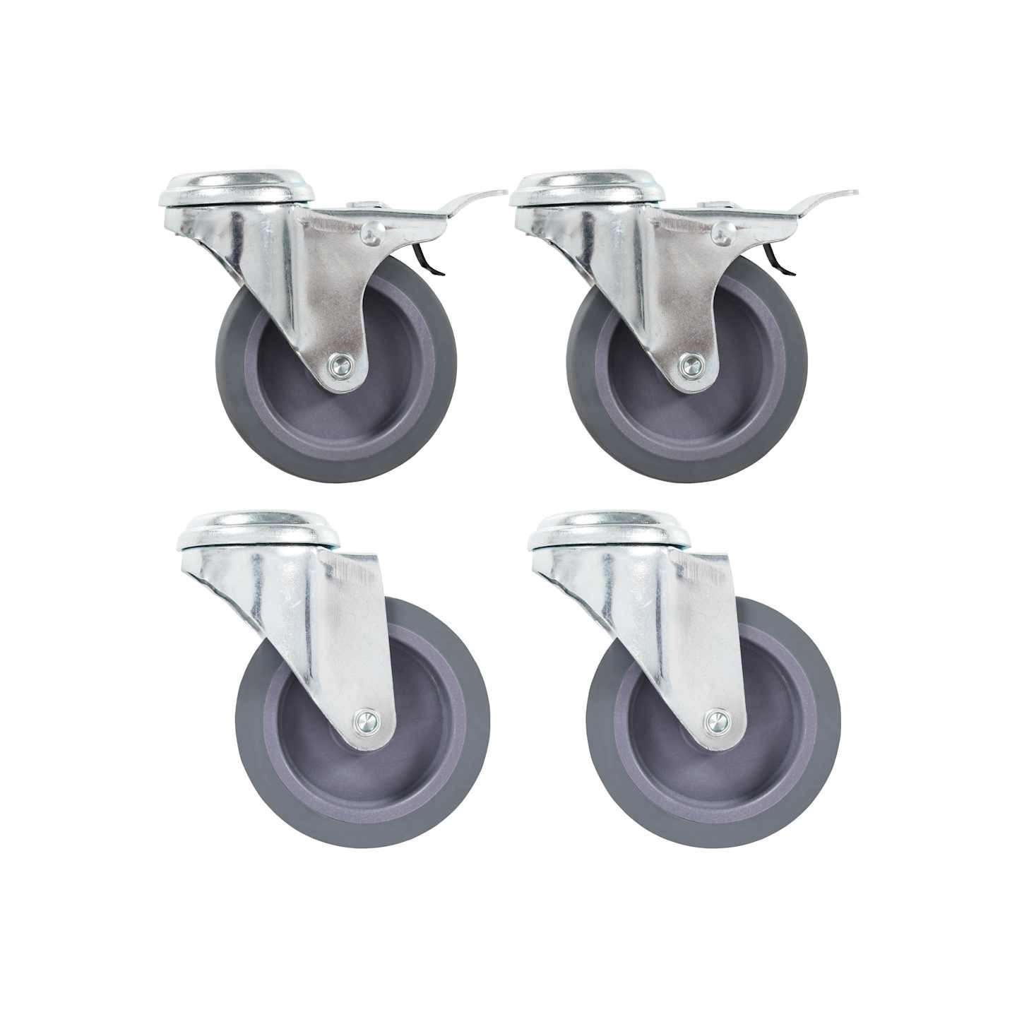 4 pcs Roulettes pivotantes à trou de boulon 75 mm