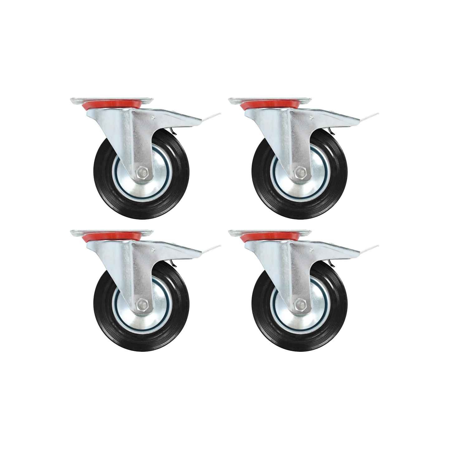 Roulettes pivotantes avec double frein 4 pcs 160 mm