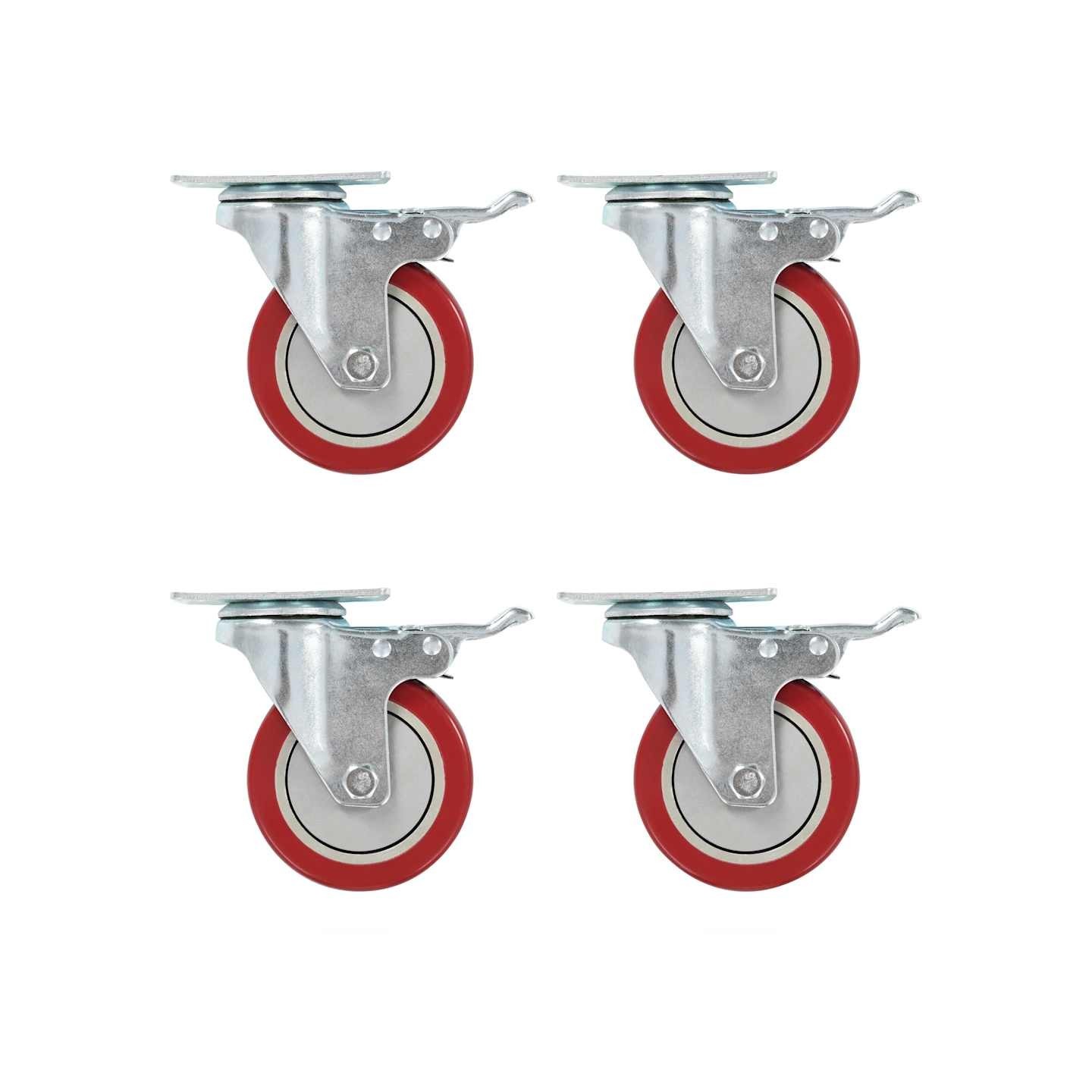 Roulettes pivotantes avec double freins 4 pcs 100 mm
