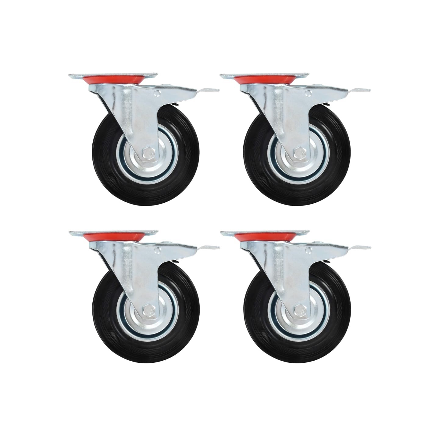 Roulettes pivotantes avec double frein 4 pcs 125 mm