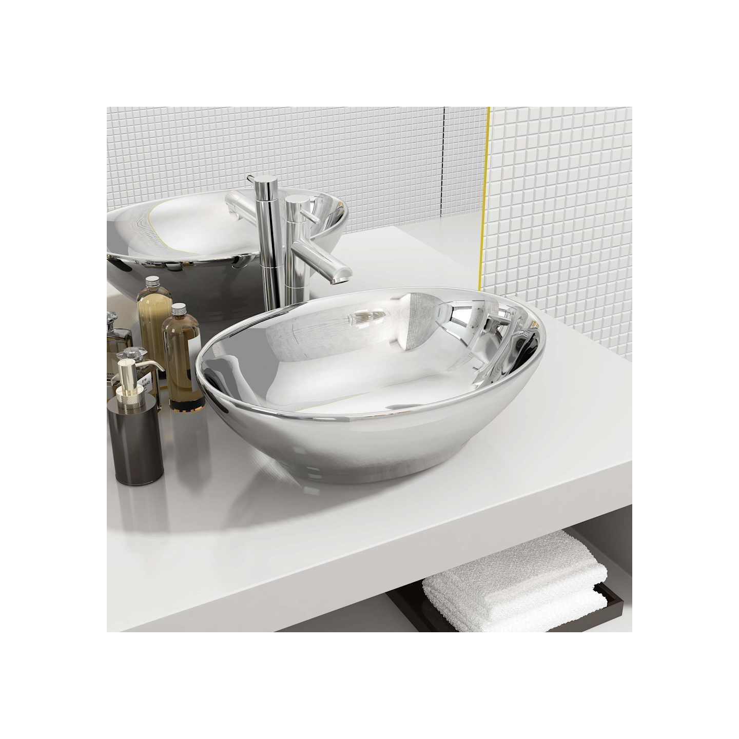 Lavabo 40 x 33 x 13,5 cm Céramique Argenté