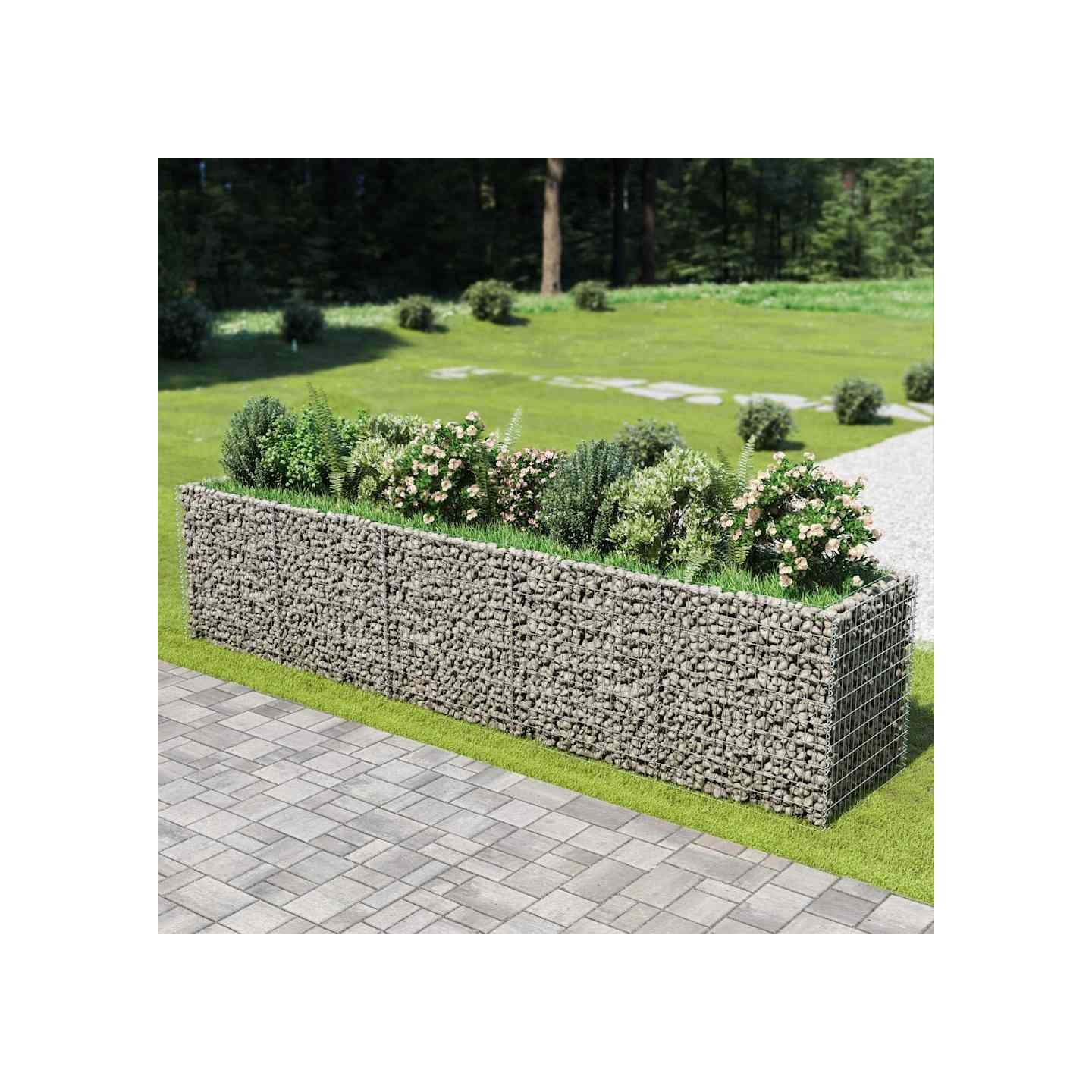 Lit surélevé à gabion Acier galvanisé 450x90x100 cm