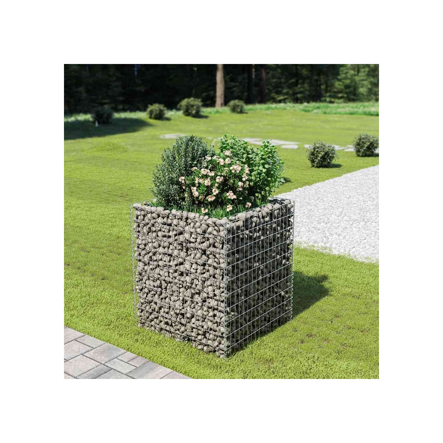 Lit surélevé à gabion Acier galvanisé 90x90x100 cm