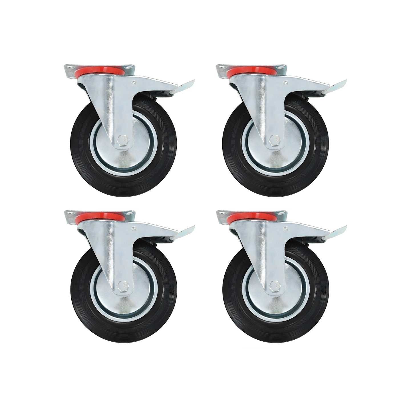Roulettes pivotantes avec double frein 4 pcs 200 mm