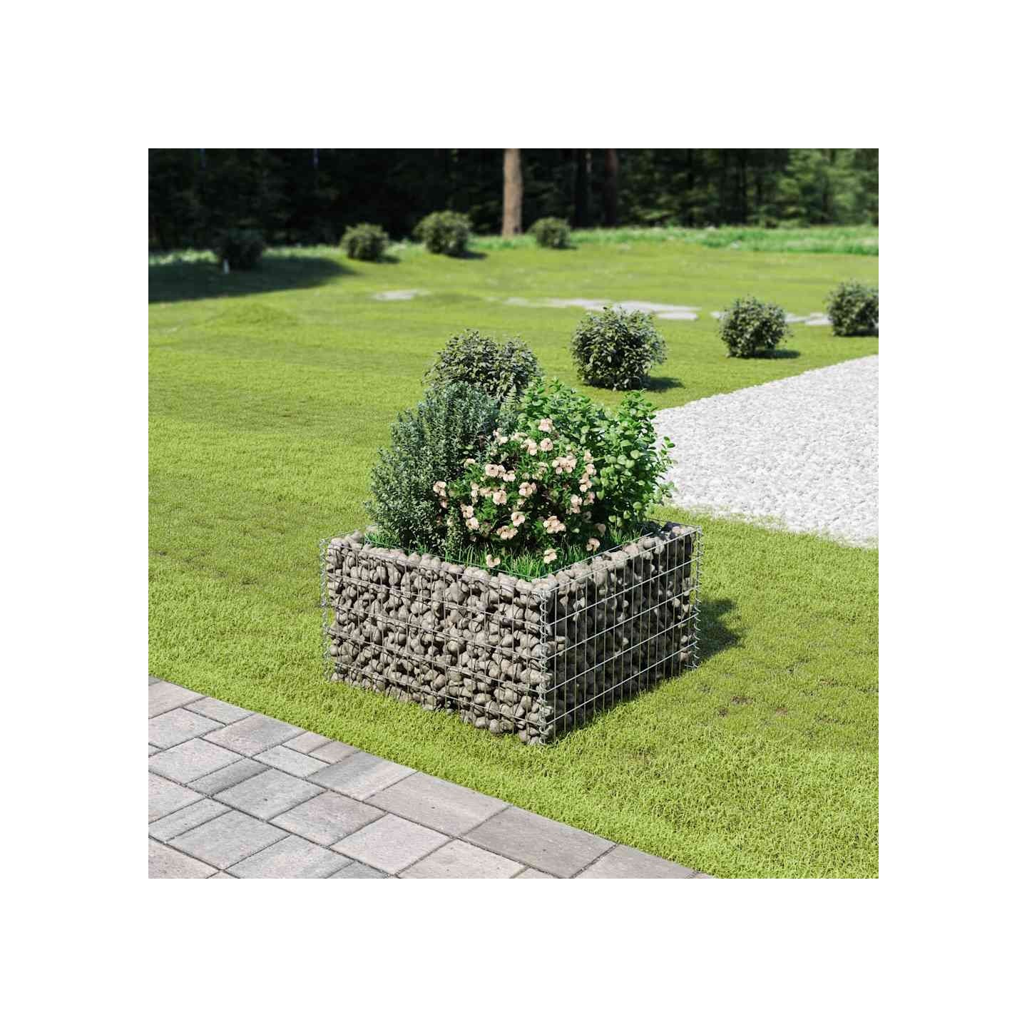 Lit surélevé à gabion Acier galvanisé 90x90x50 cm