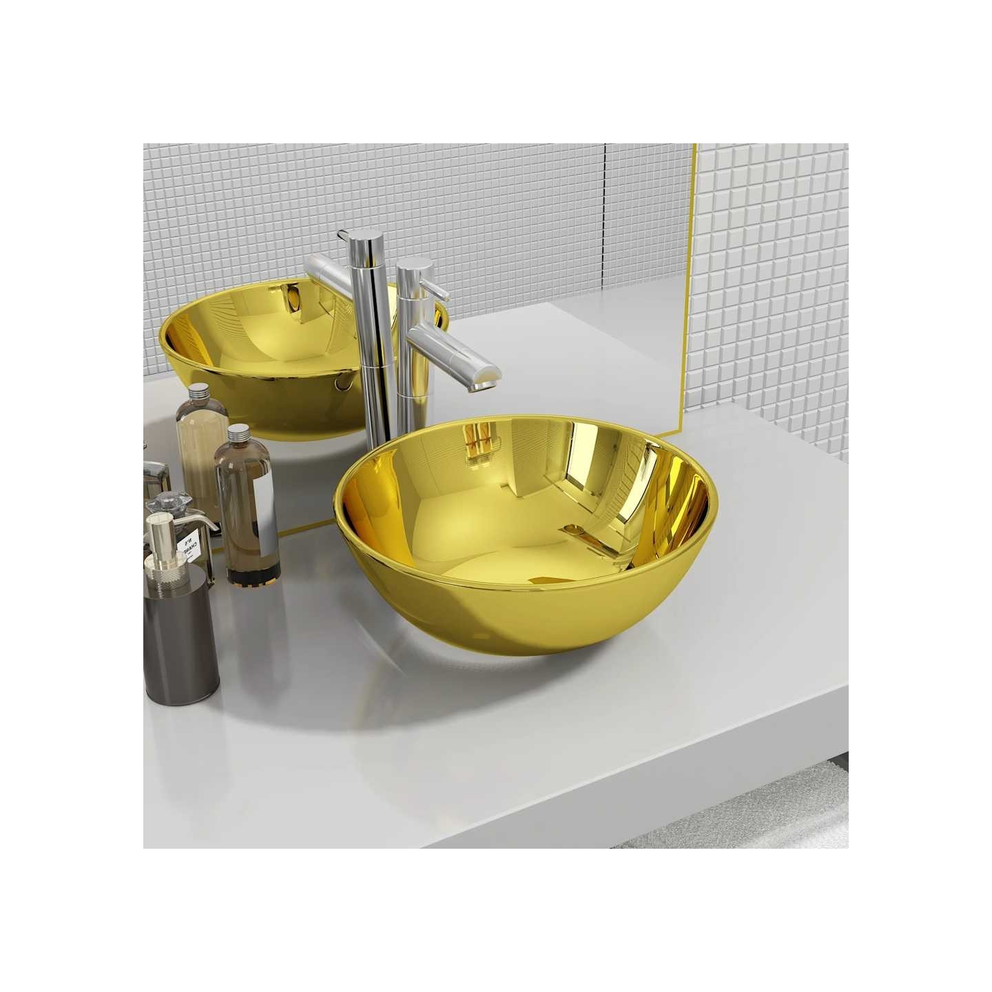 Lavabo 28 x 10 cm Céramique Doré