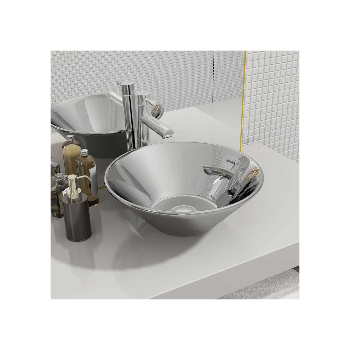 Lavabo 42 x 14 cm Céramique Argenté
