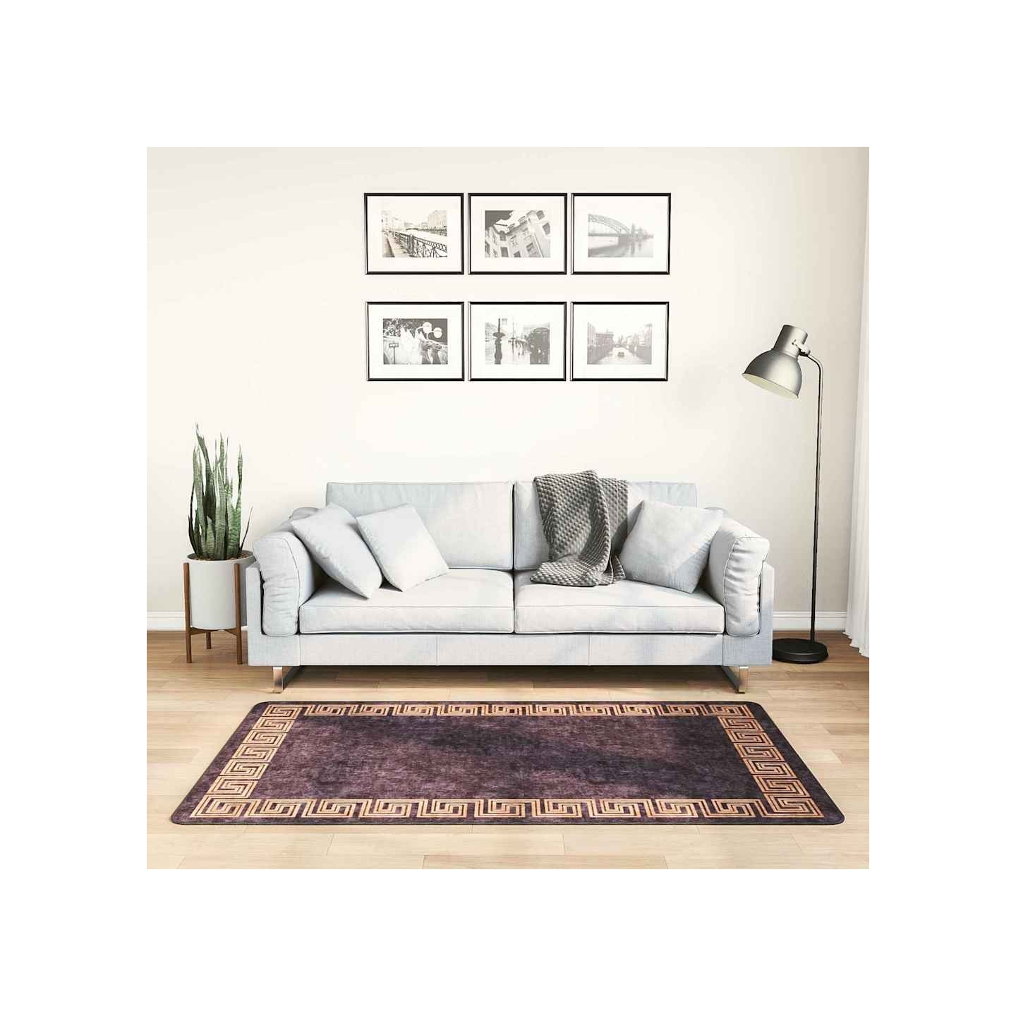 Tapis lavable 80x150 cm Noir et doré