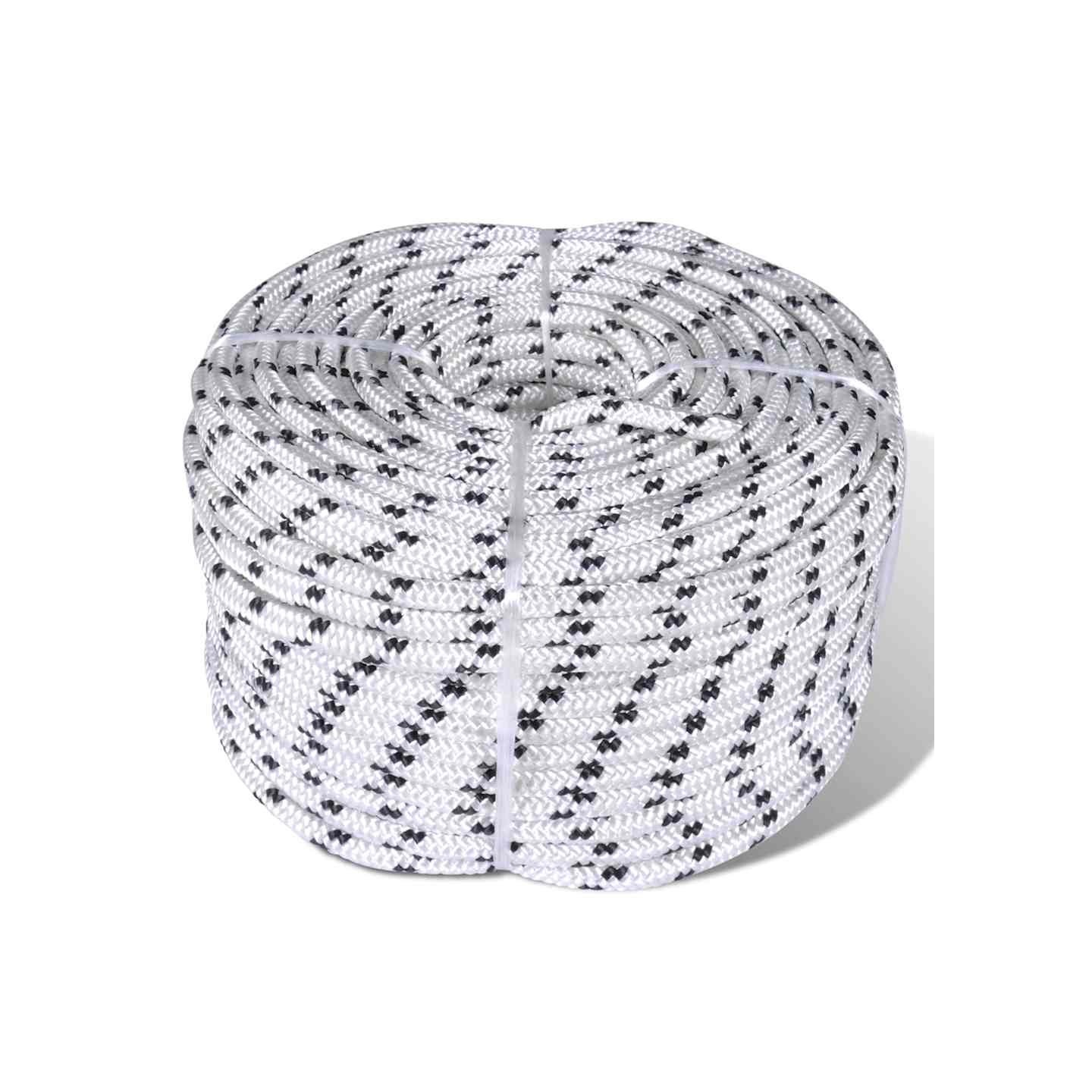 Corde de bateau tressée Polyester 12 mm 250 m Blanc