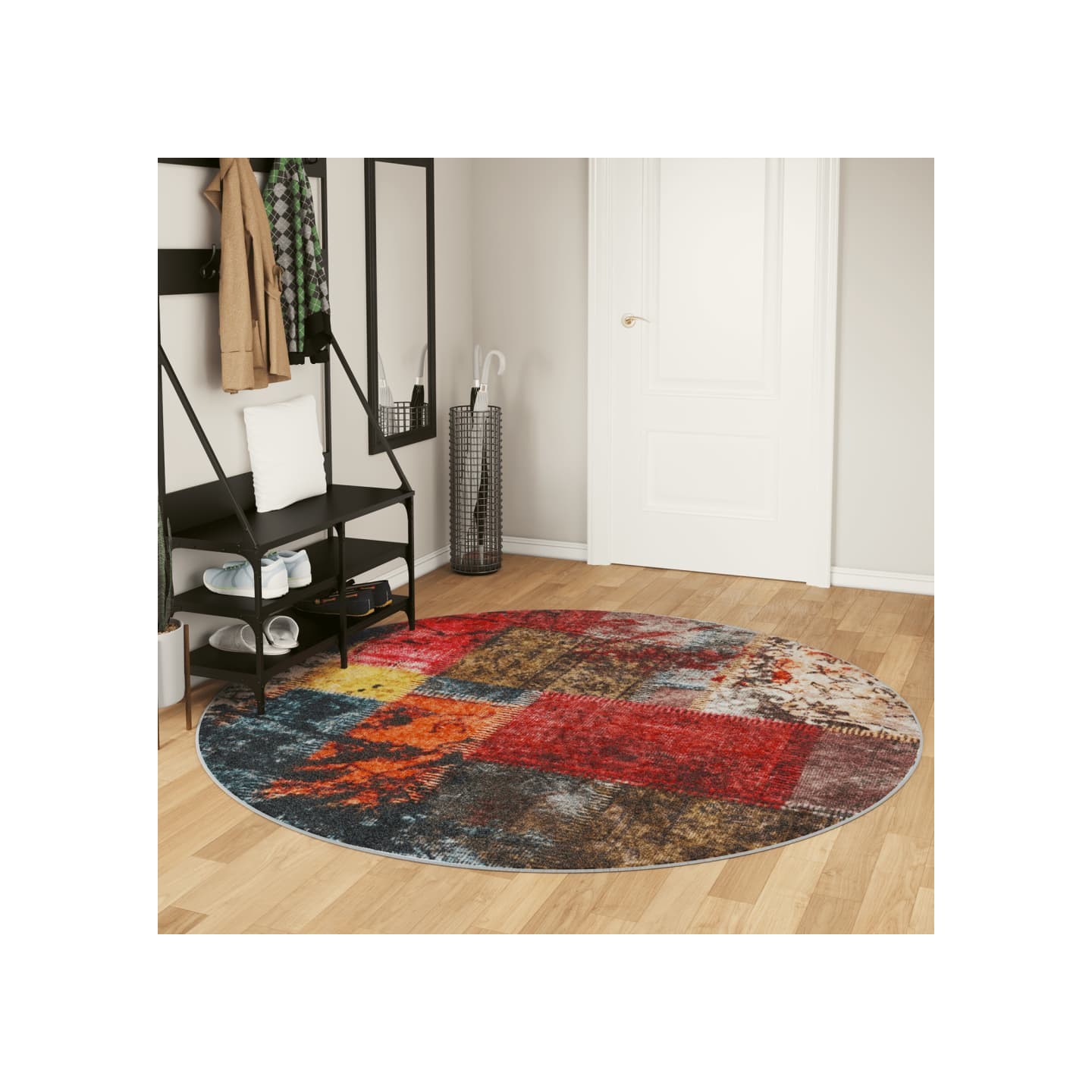 Tapis lavable multicolore Ø 200 cm antidérapant