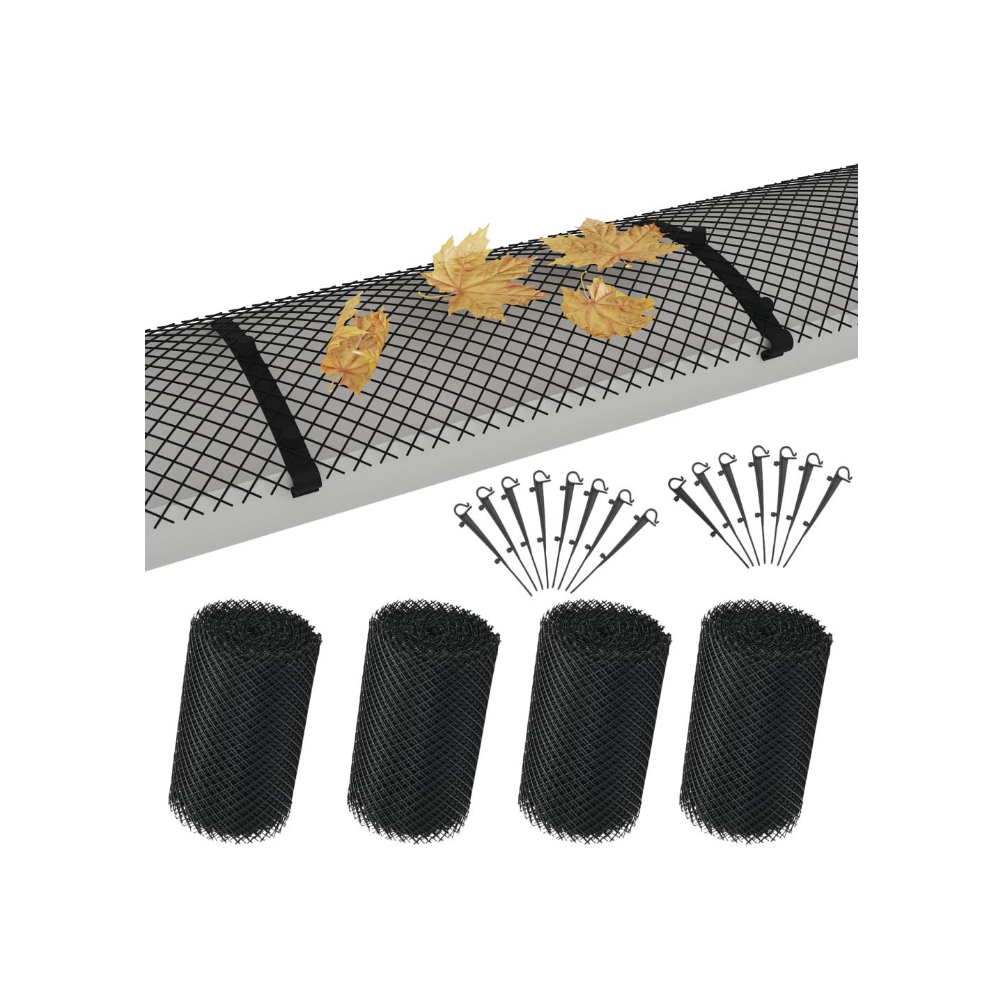 Maille de gouttière 4 pcs avec clips PEHD 1,08 ㎡