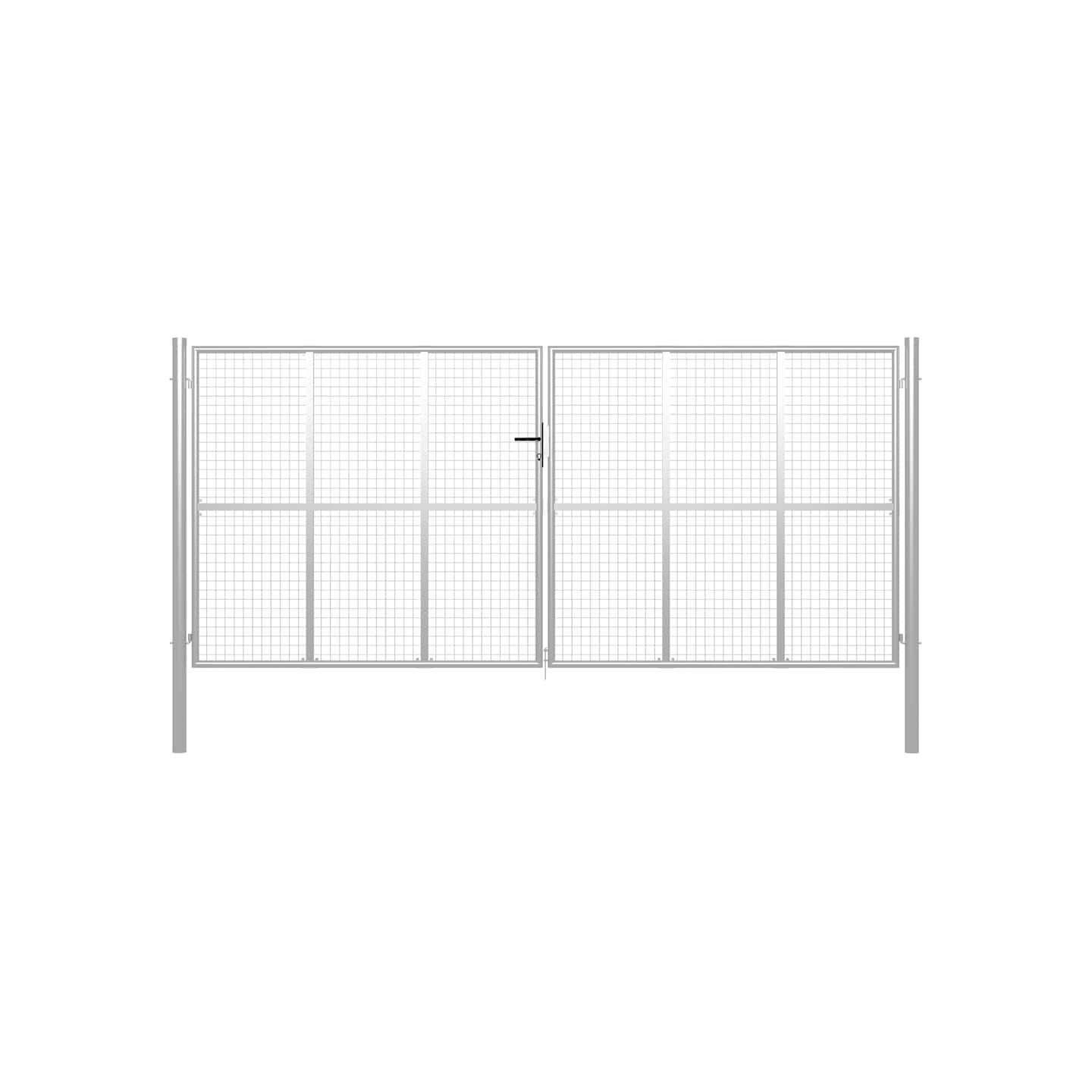 Portail de jardin en acier galvanisé 400 x 175 cm argent