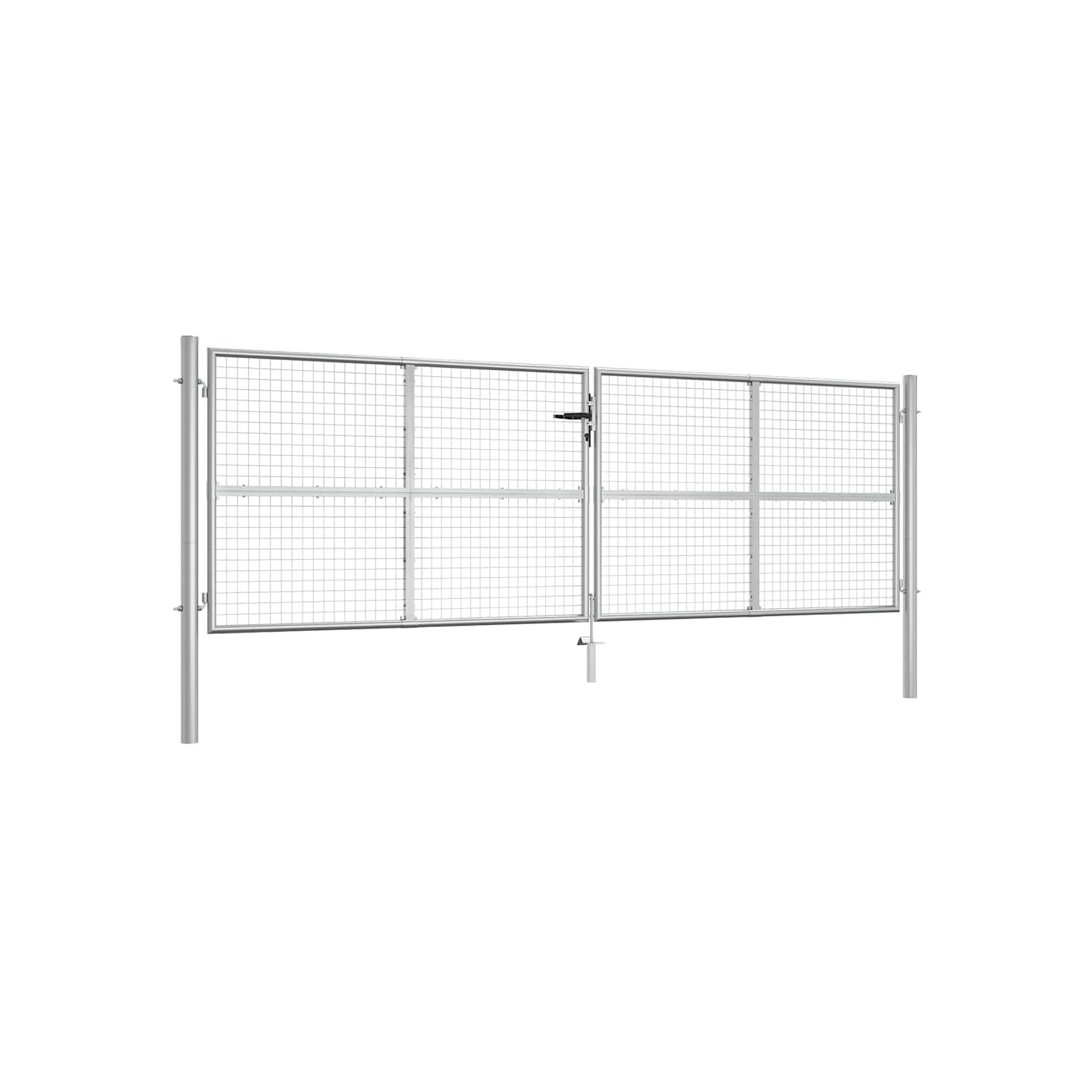 Portail de jardin en acier galvanisé 400 x 125 cm argent