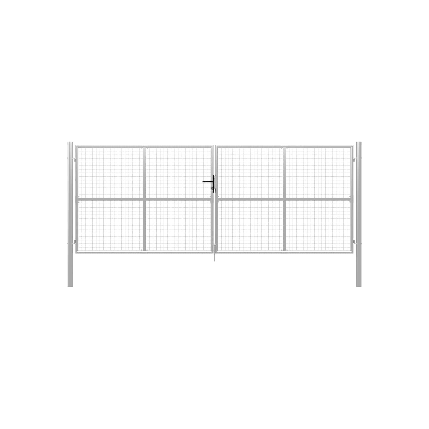 Portail de jardin en acier galvanisé 400 x 150 cm argenté