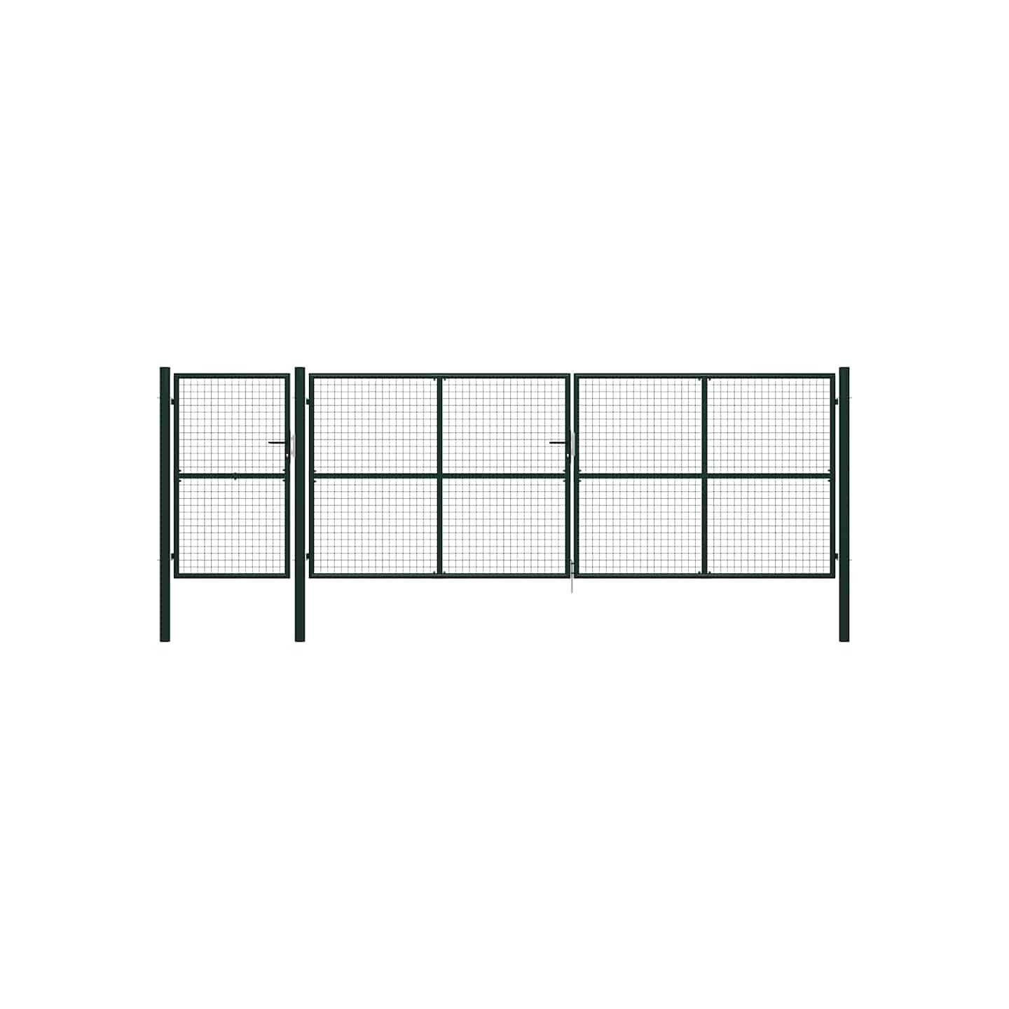 Portail de jardin en acier vert 500 x 150 cm