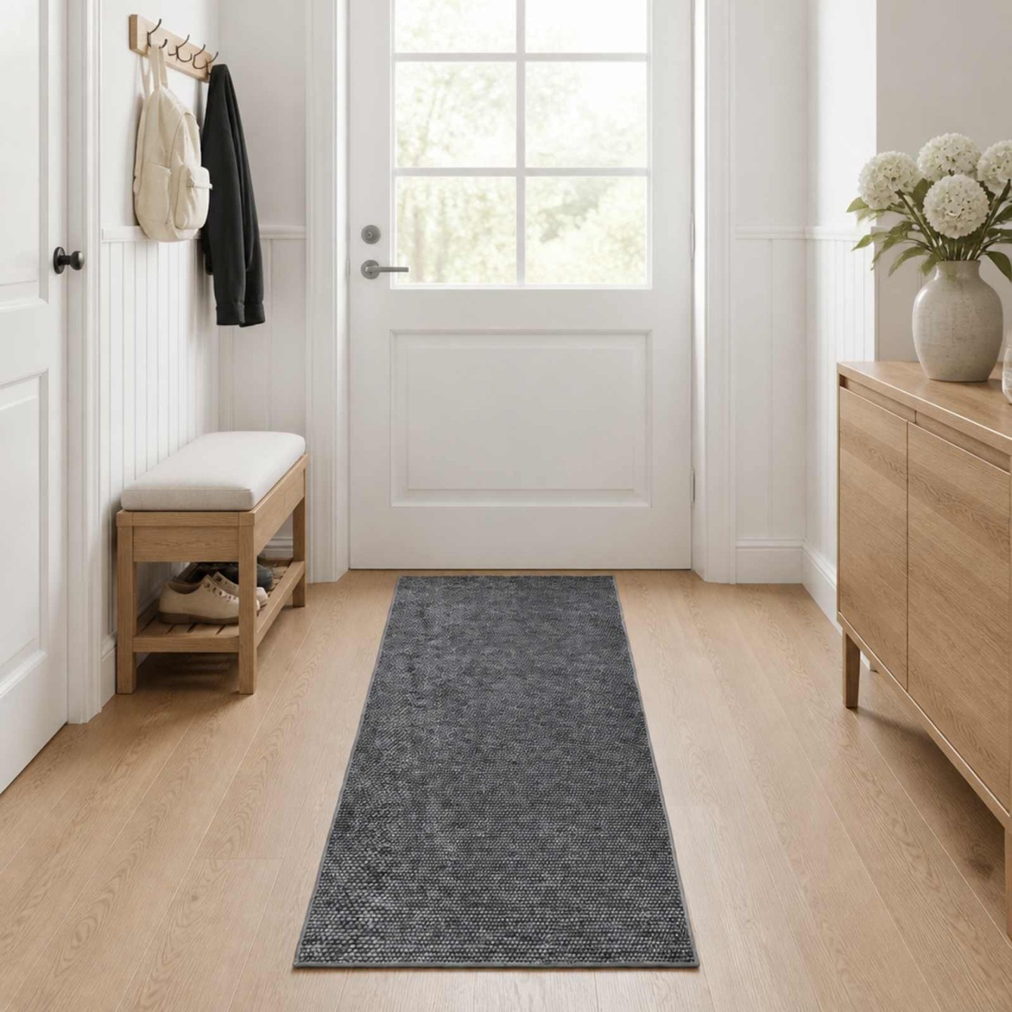 Tapis Anthracite 50 x 200 cm 100 % polyester 3 mm Lavable