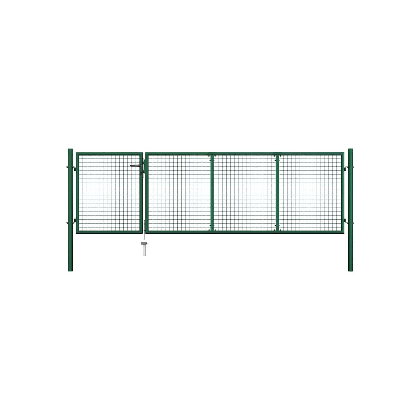 Portail de jardin en acier vert 350 x 100 cm