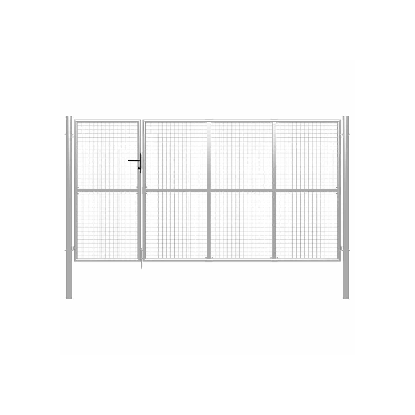 Portail de jardin en acier 350 x 150 cm argenté