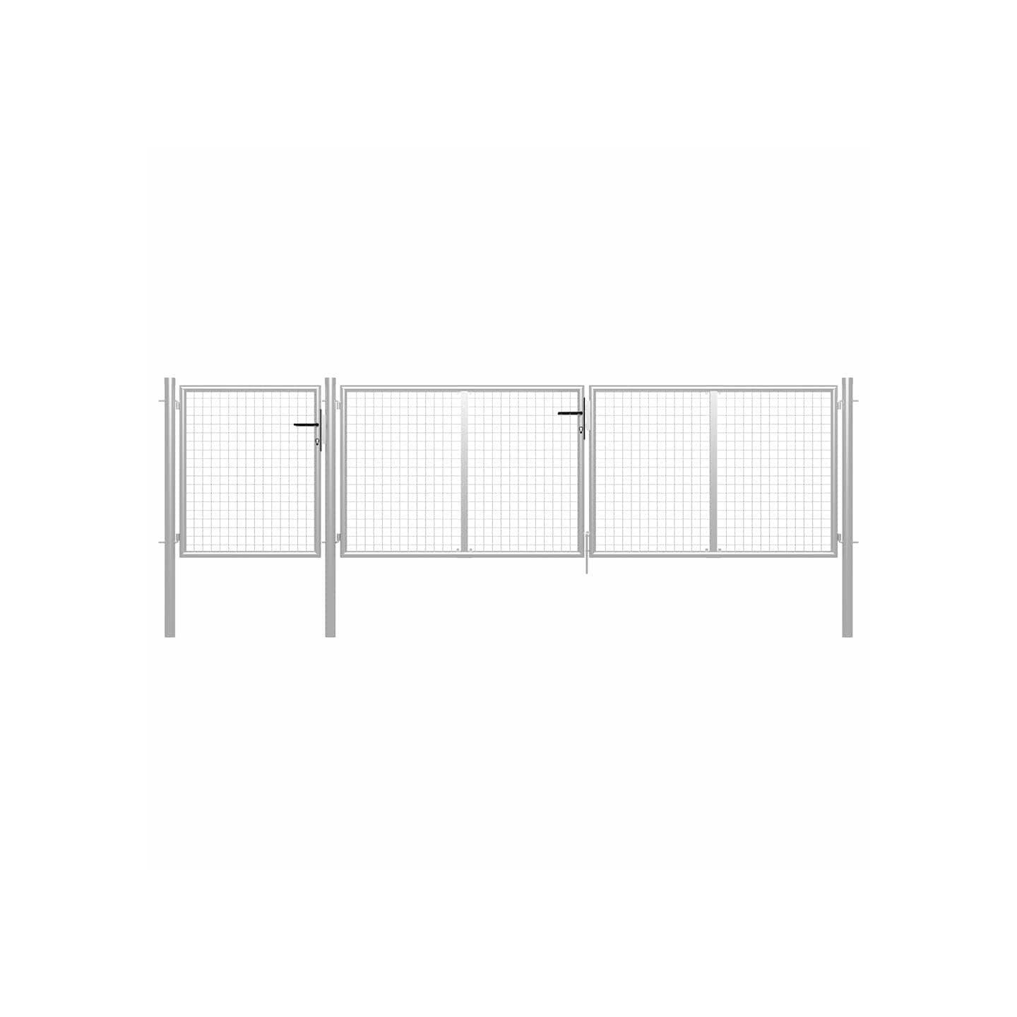 Portail de jardin en acier 400 x 100 cm argenté