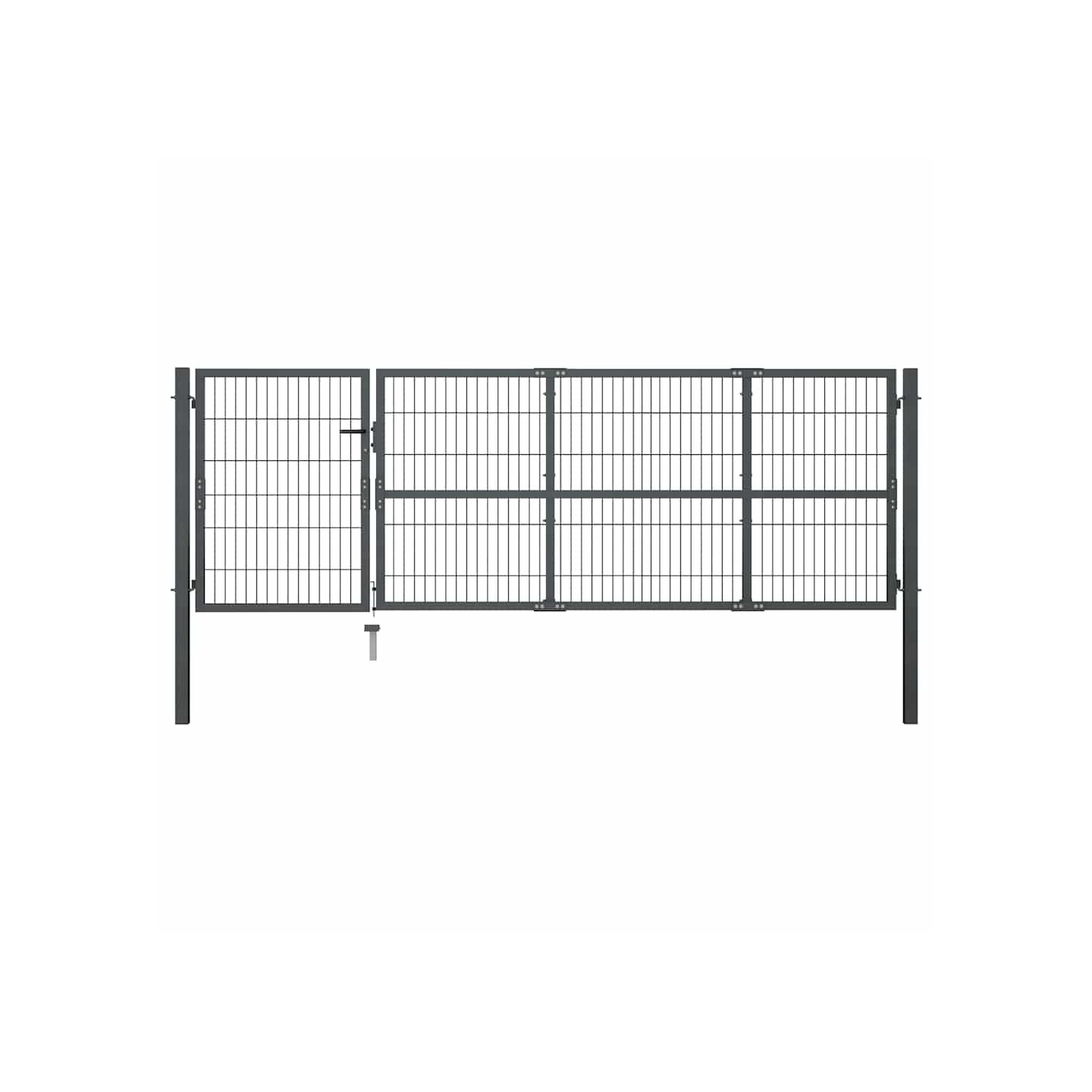 Portail de jardin avec poteaux en acier 350 x 100 cm anthracite