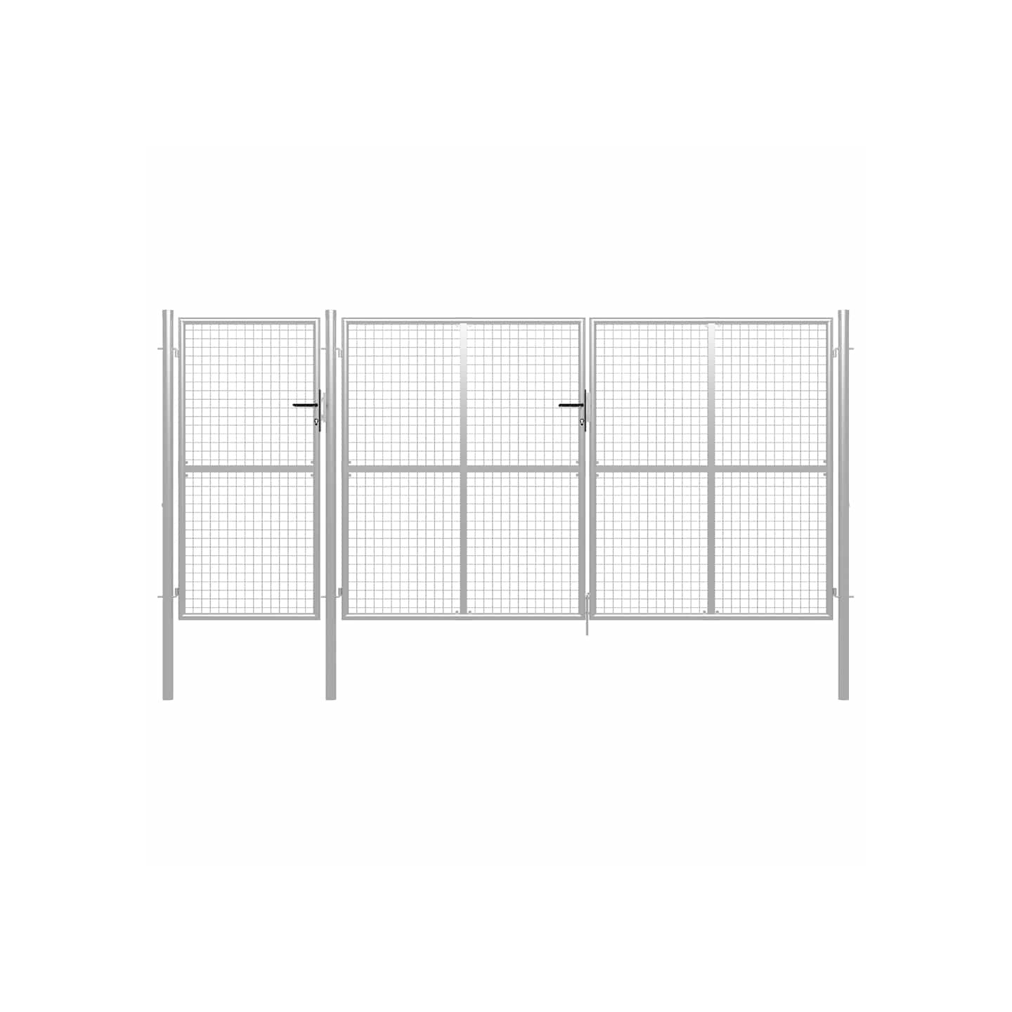 Portail de jardin en acier 400 x 150 cm argenté