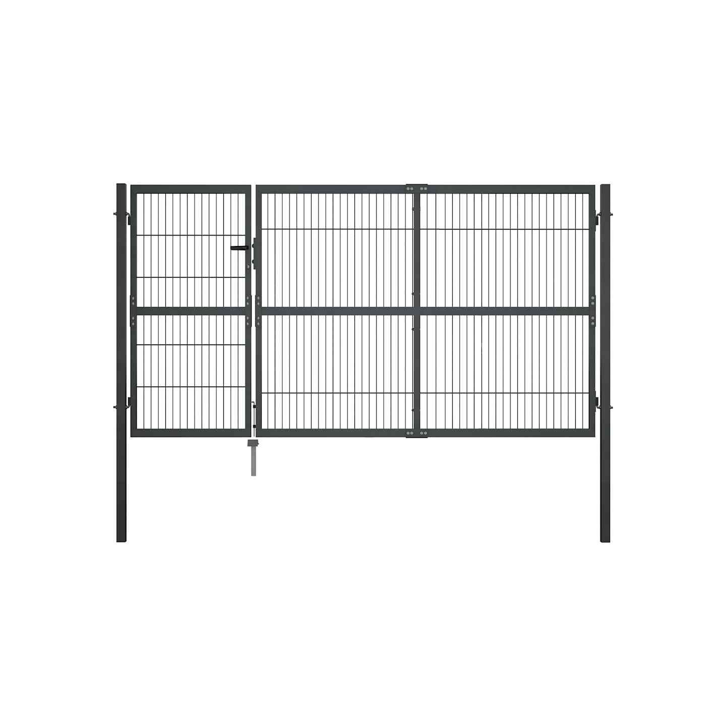 Portail de jardin avec poteaux en acier 350 x 140 cm anthracite