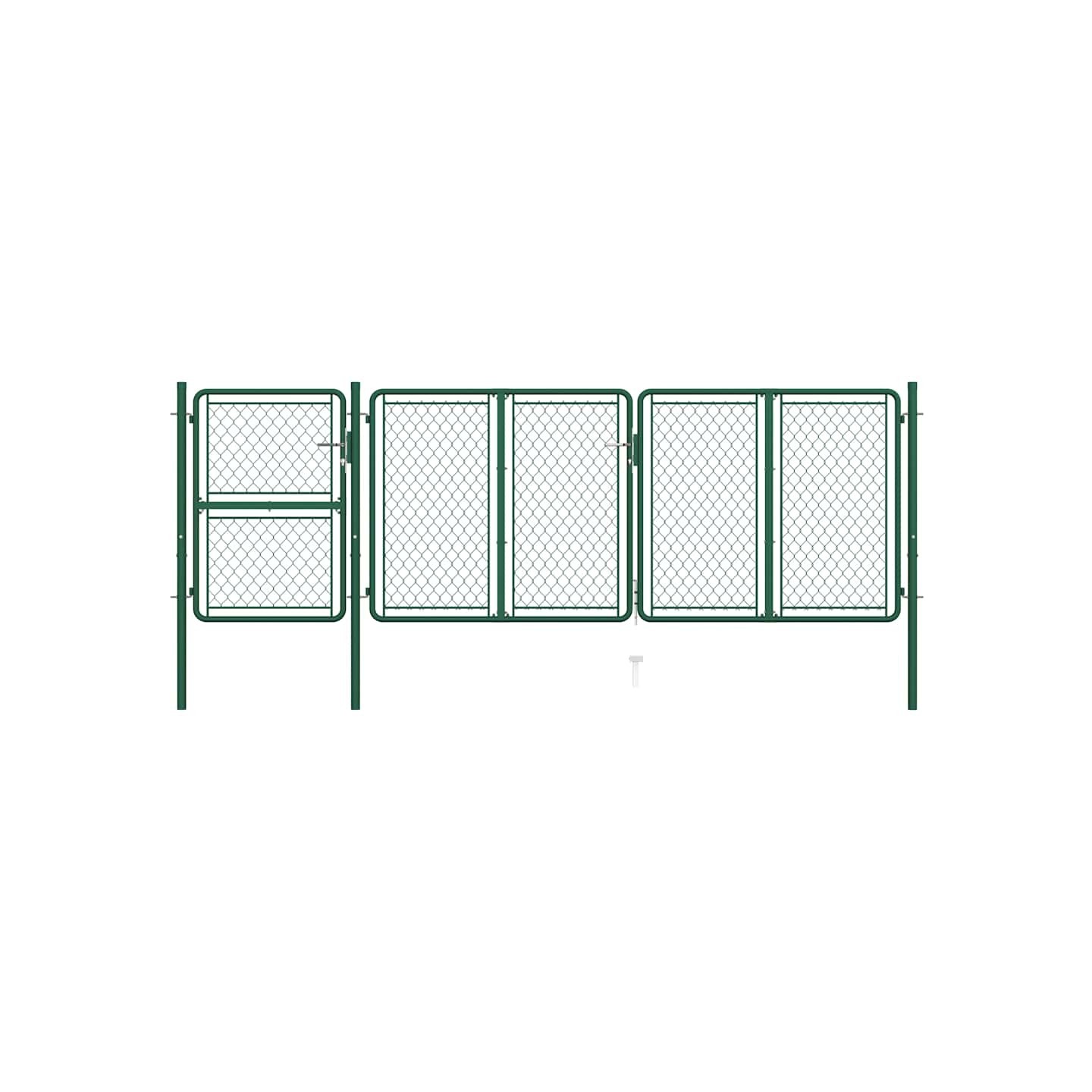 Portail de jardin en acier vert 400 x 125 cm