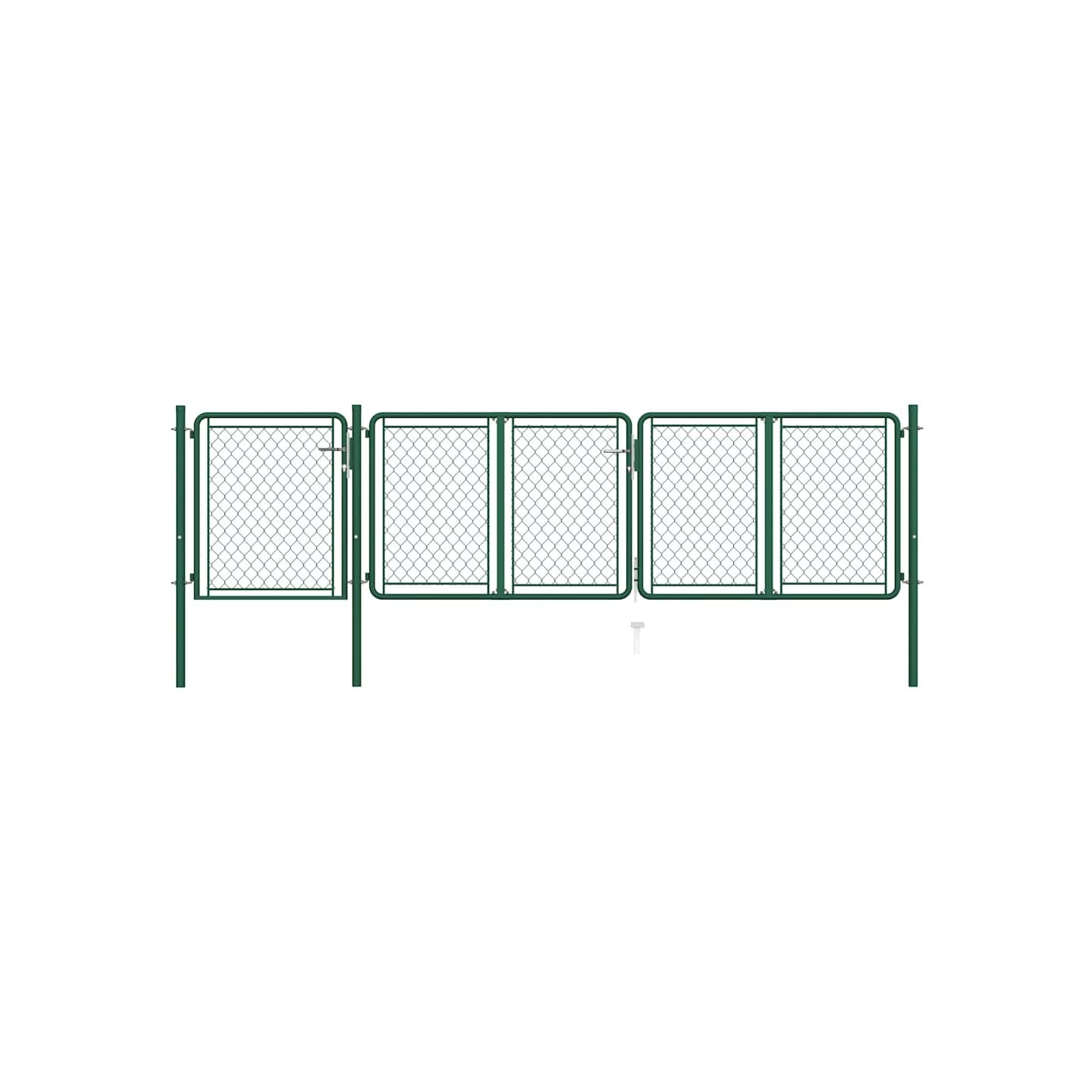 Portail de jardin en acier vert 400 x 100 cm