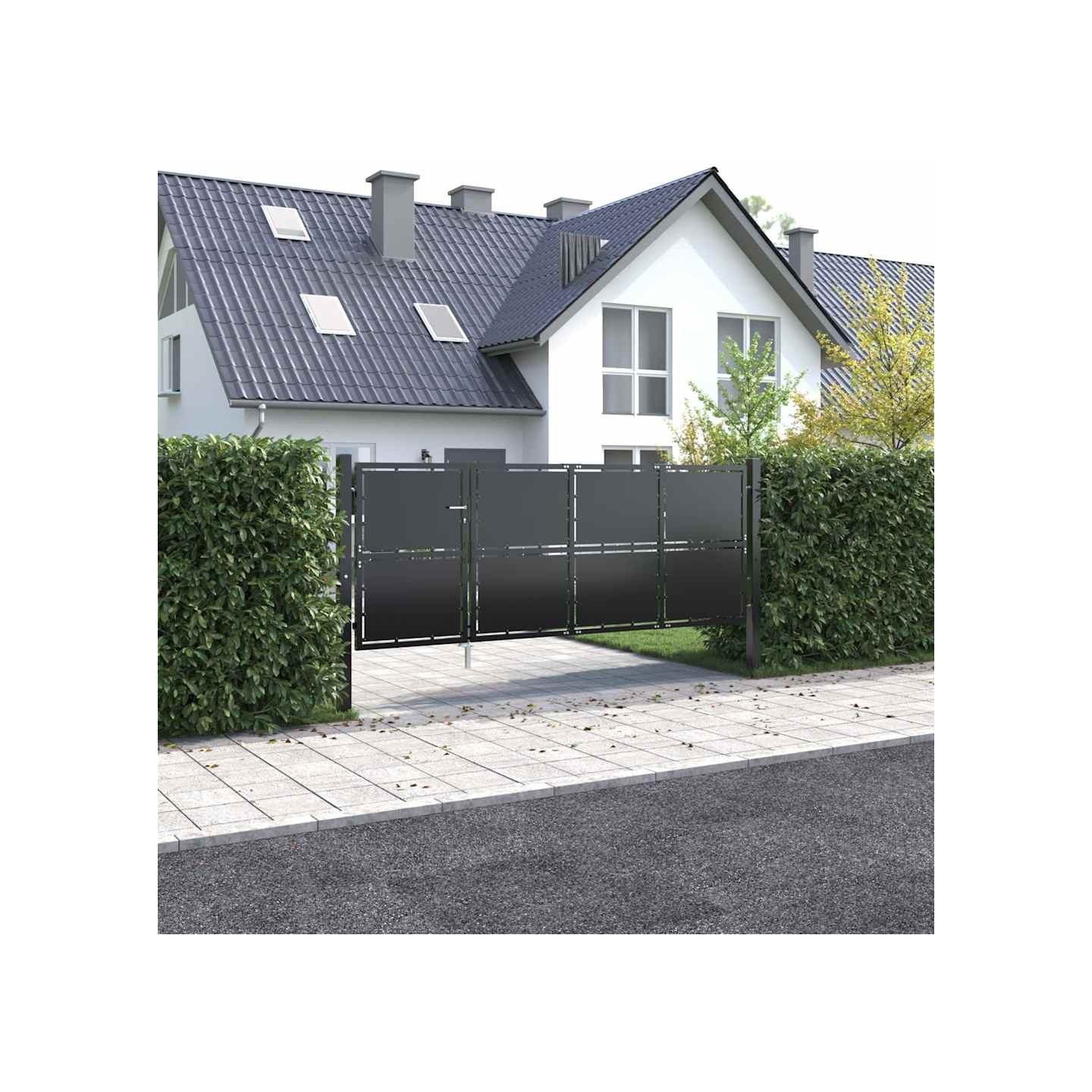 Portail de jardin en acier 350 x 125 cm anthracite