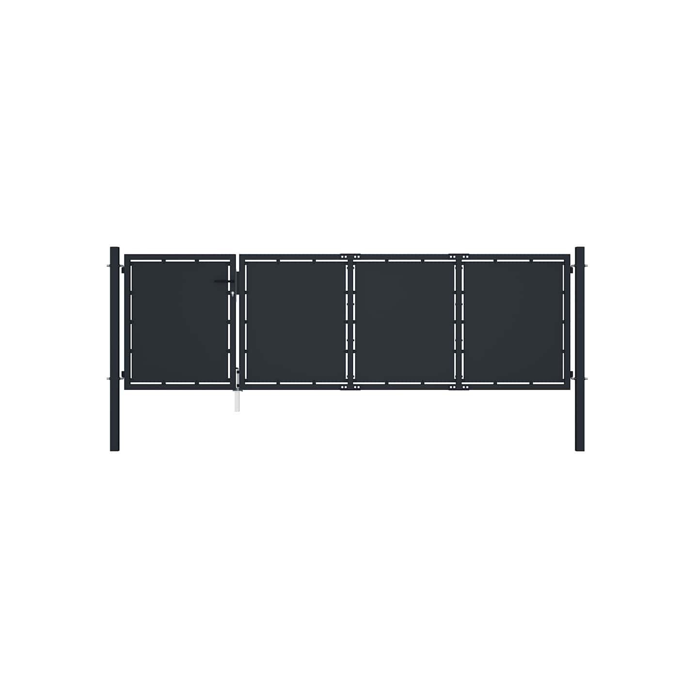 Portail de jardin en acier 350 x 75 cm anthracite